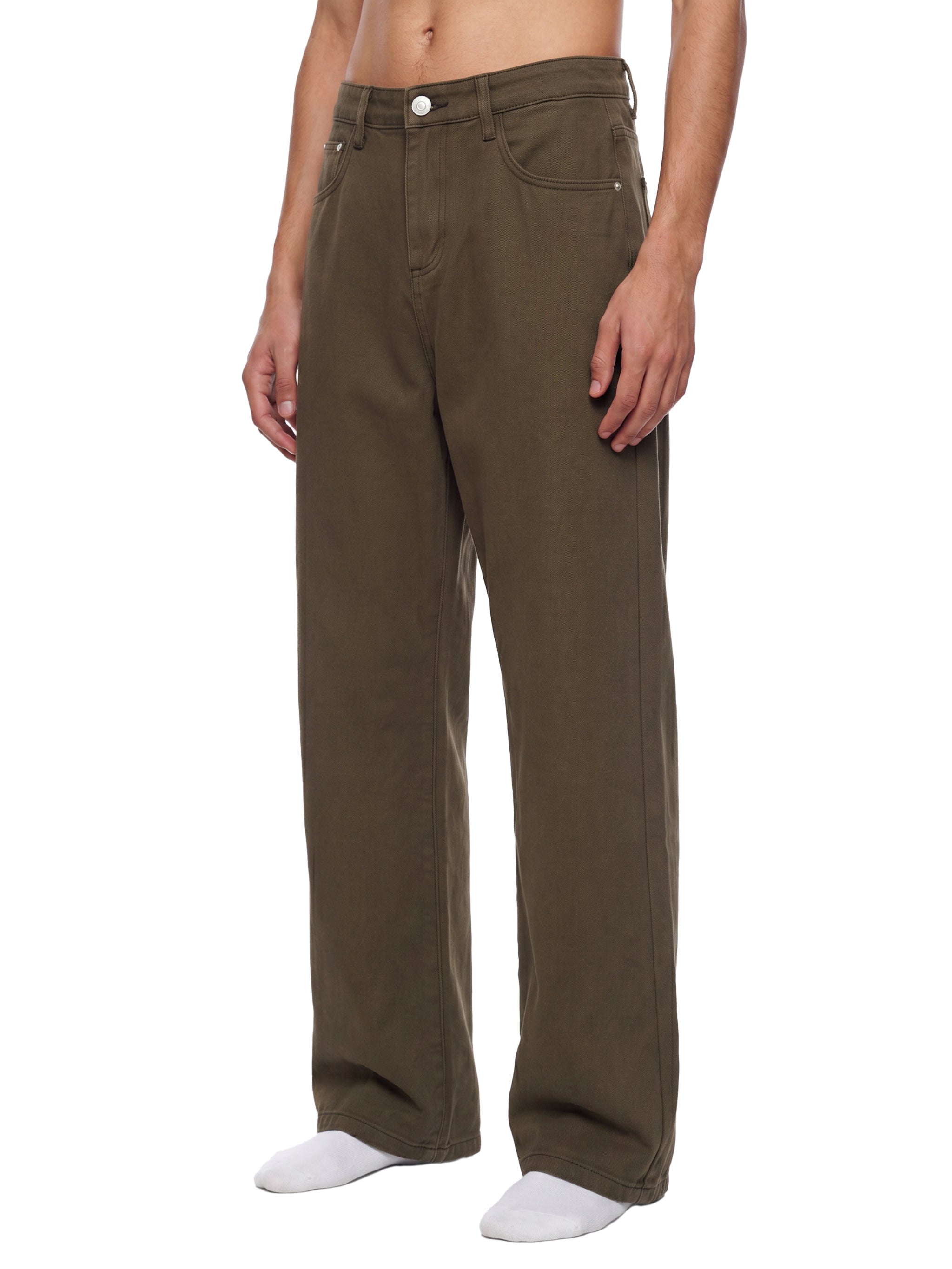BLANKZ Washed Straight Jean — Model wearing the garment, front three-quarter view