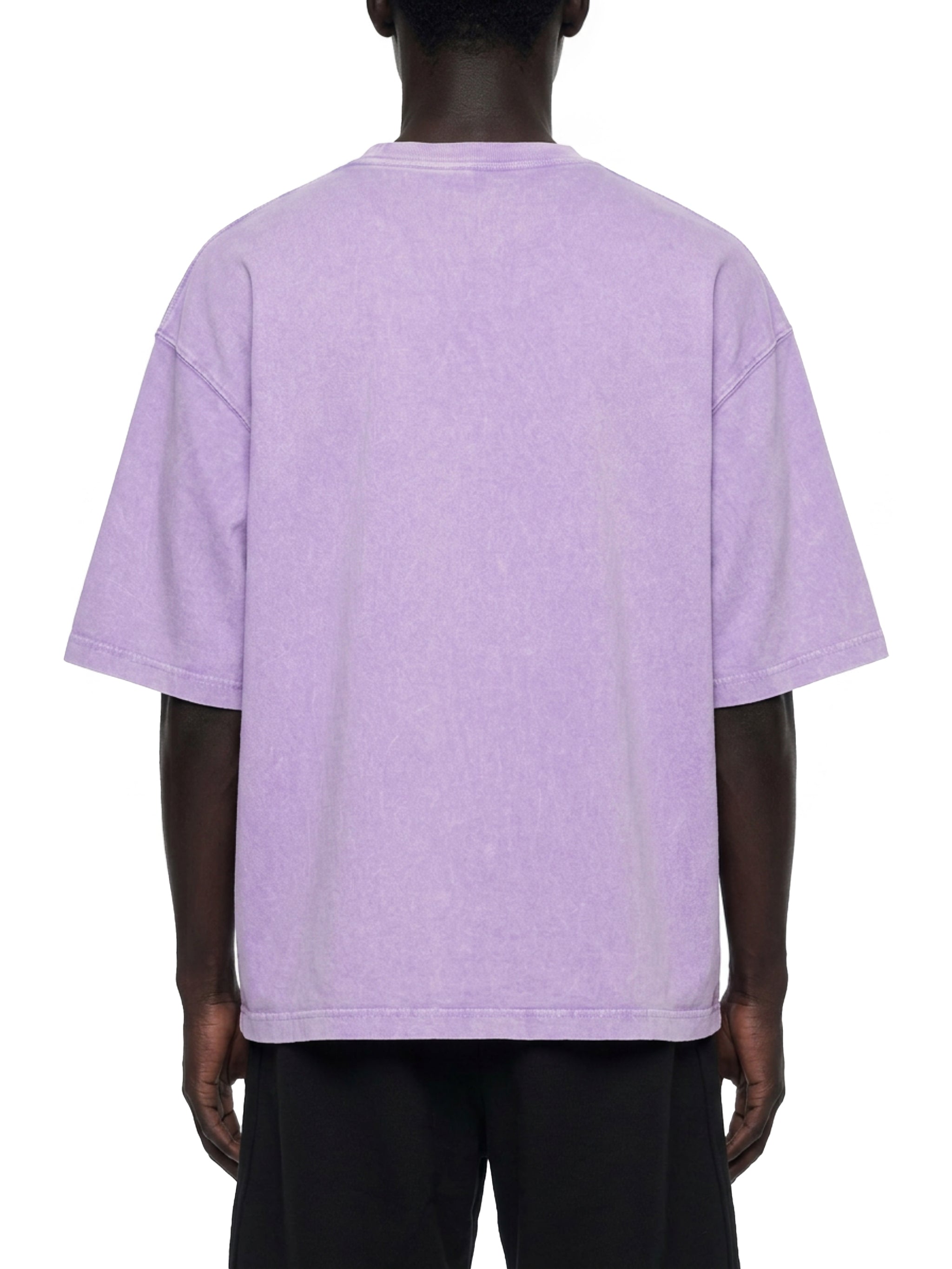 BLANKZ Mineral Box Tee — Purple, model back view