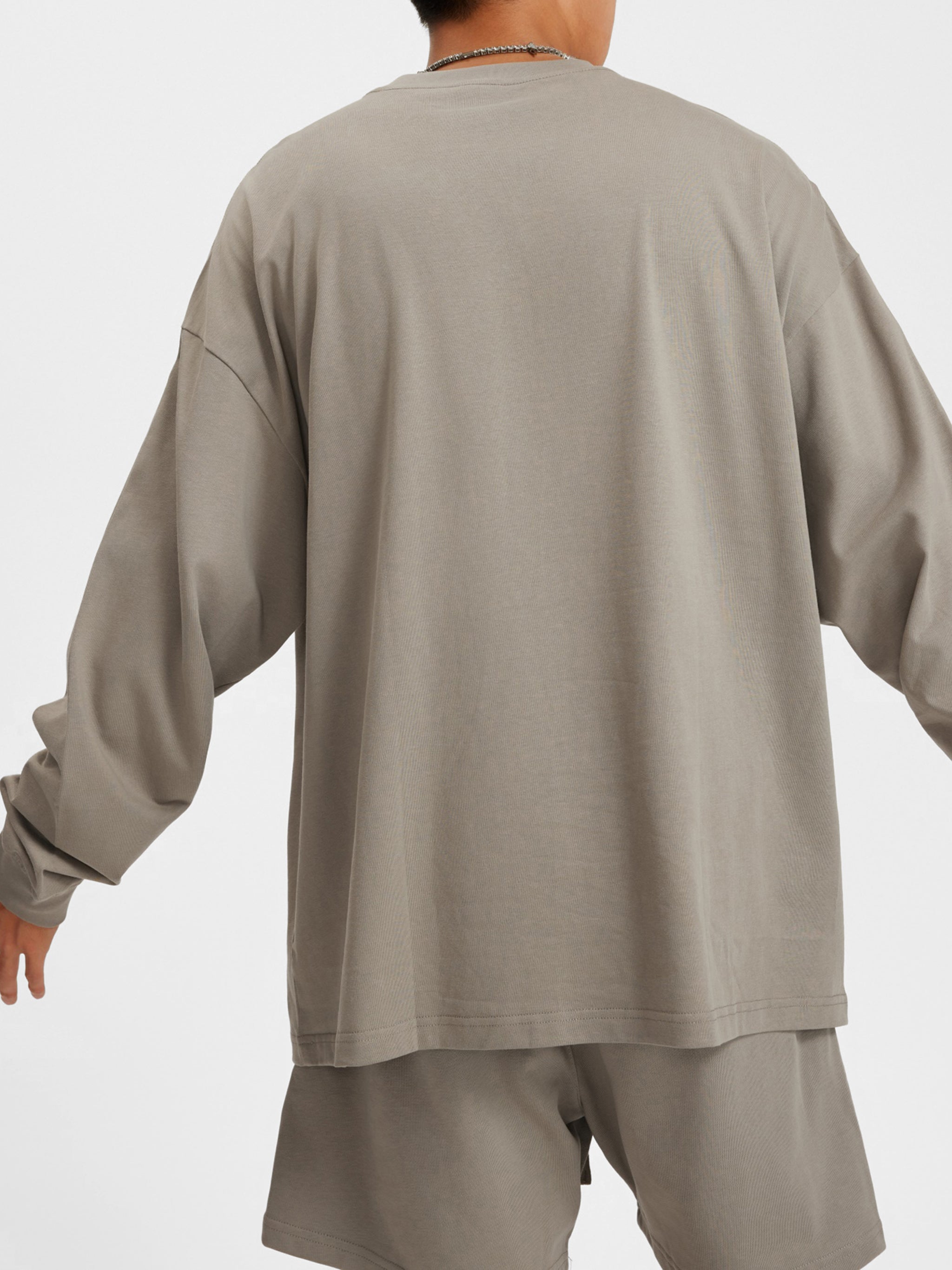 BLANKZ Oversized Long Sleeve 305 — Gray Camel — upper-body back view