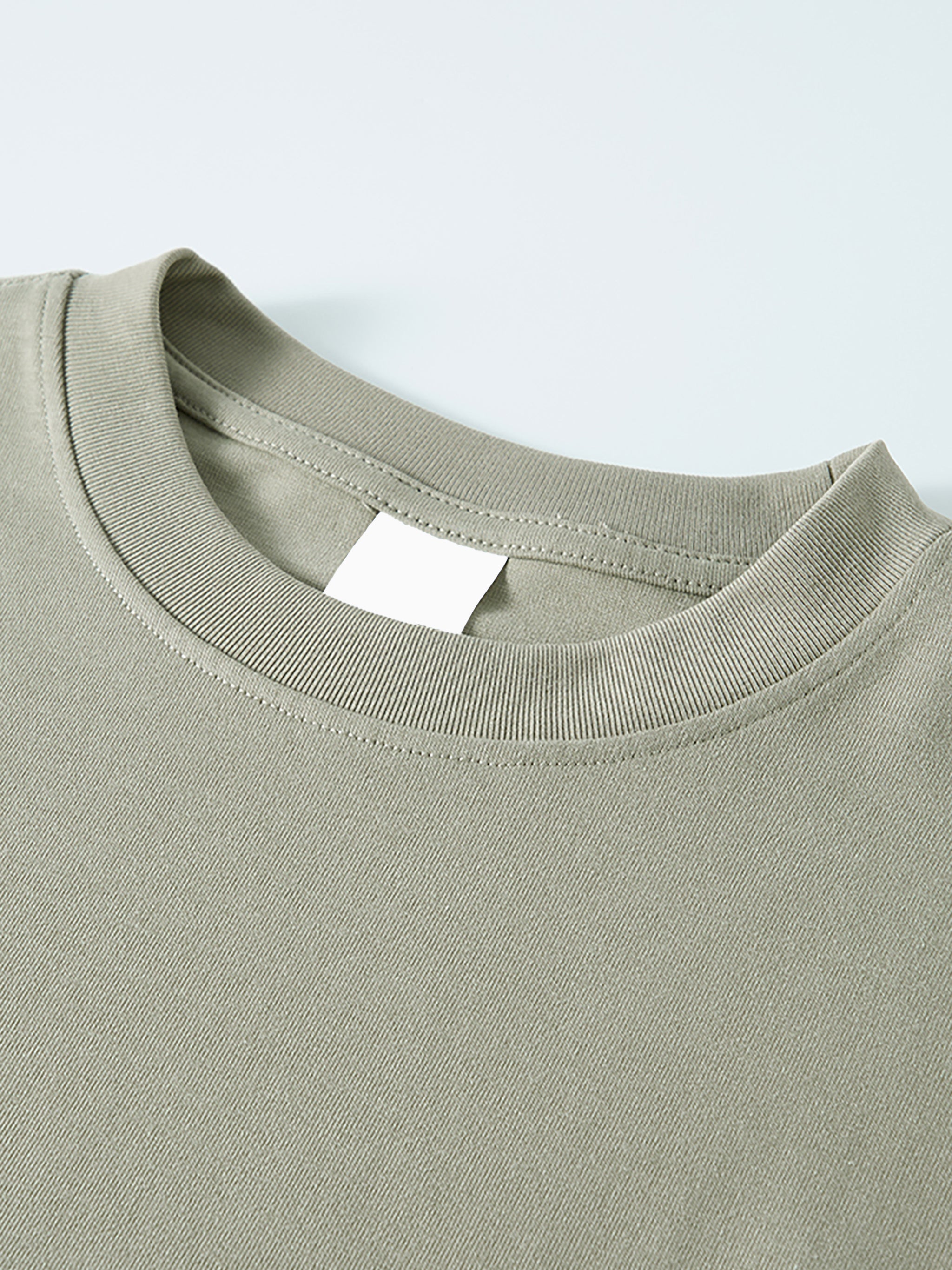 BLANKZ Oversized Long Sleeve 305 — Gray Green — crewneck detail