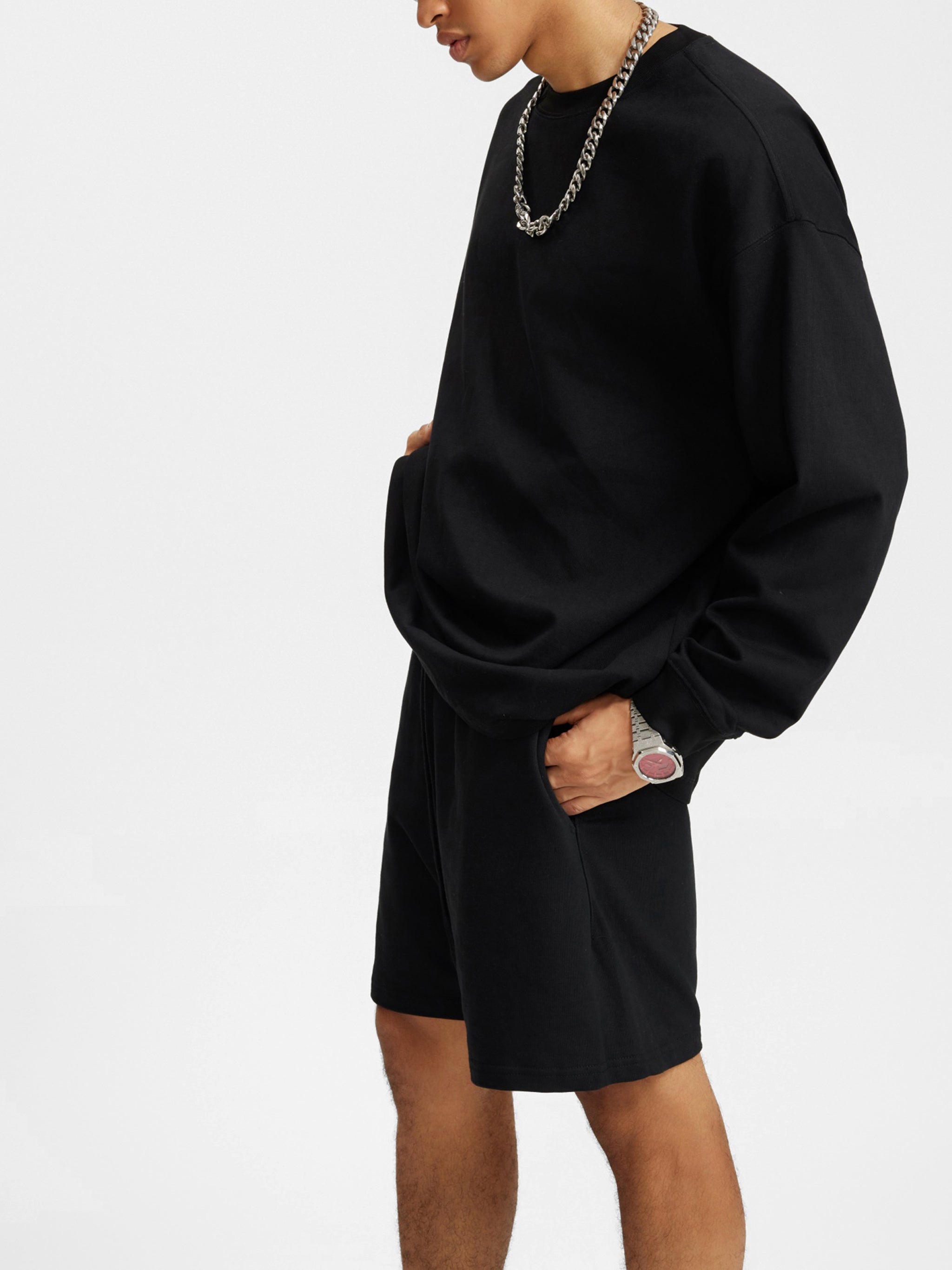 BLANKZ Oversized Long Sleeve 305 — Black — front styling view