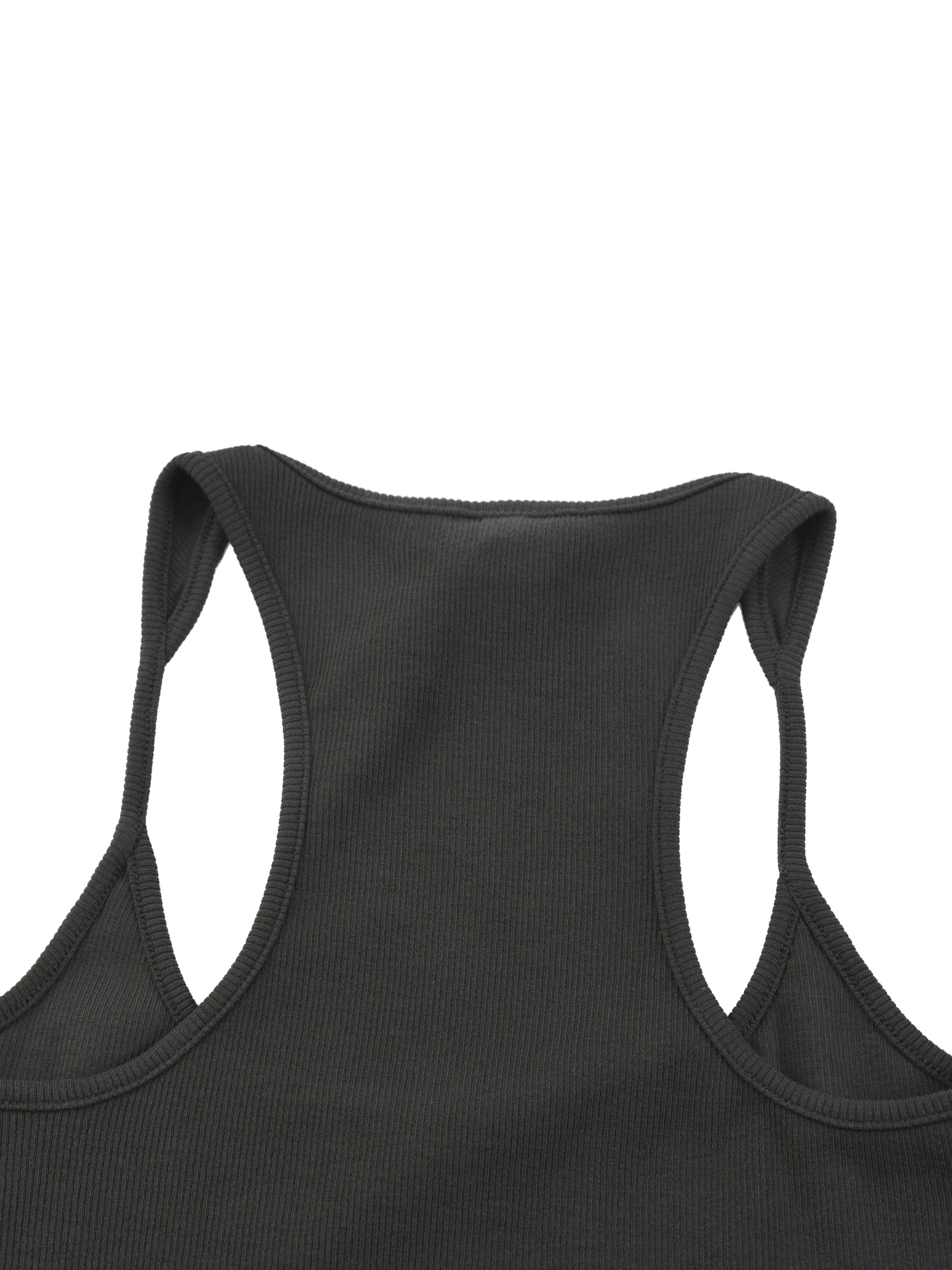 BLANKZ Slim Fit Ribbed Racerback Tank Top — Back neckline detail