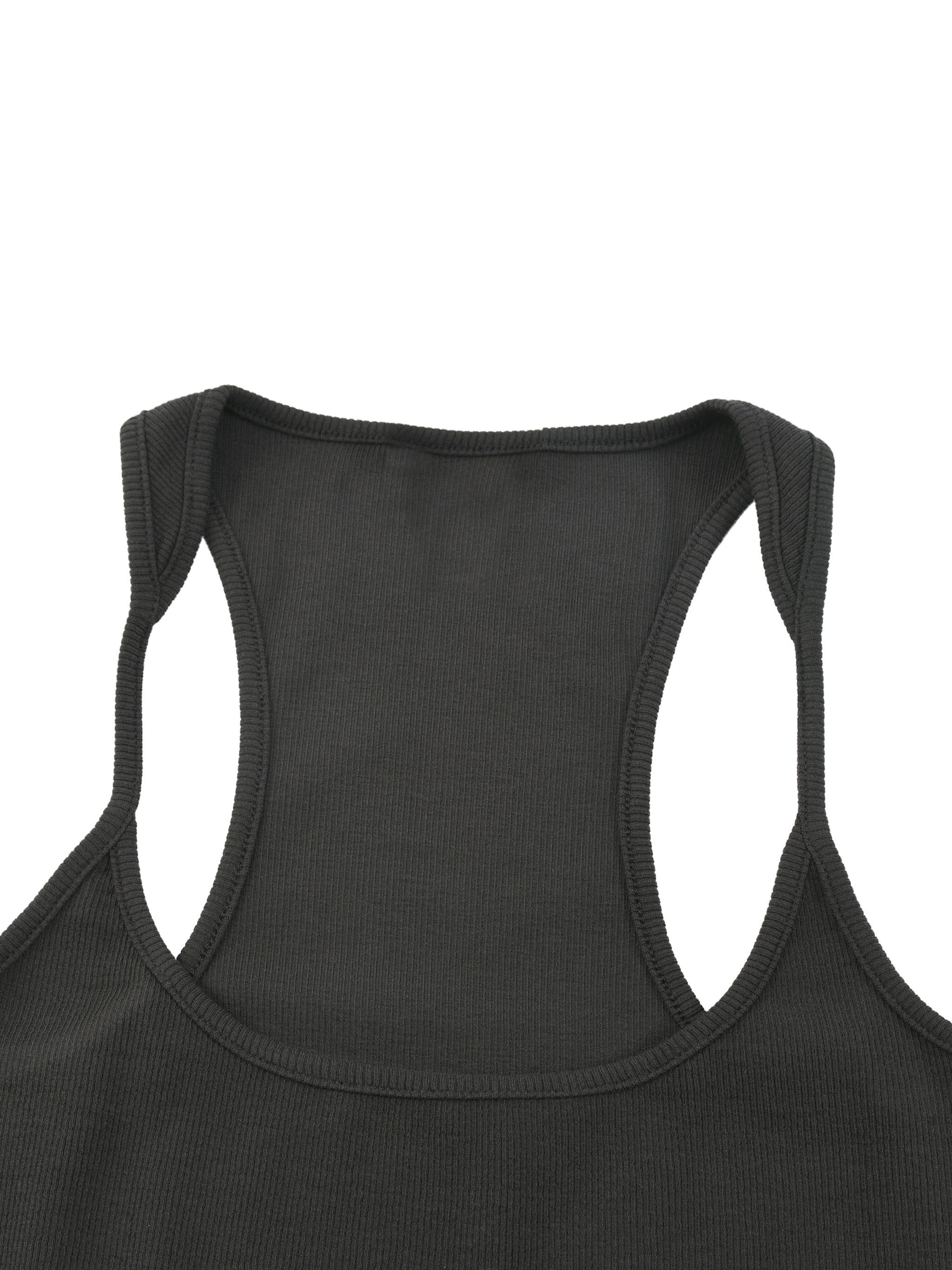 BLANKZ Slim Fit Ribbed Racerback Tank Top — Scoop neckline detail
