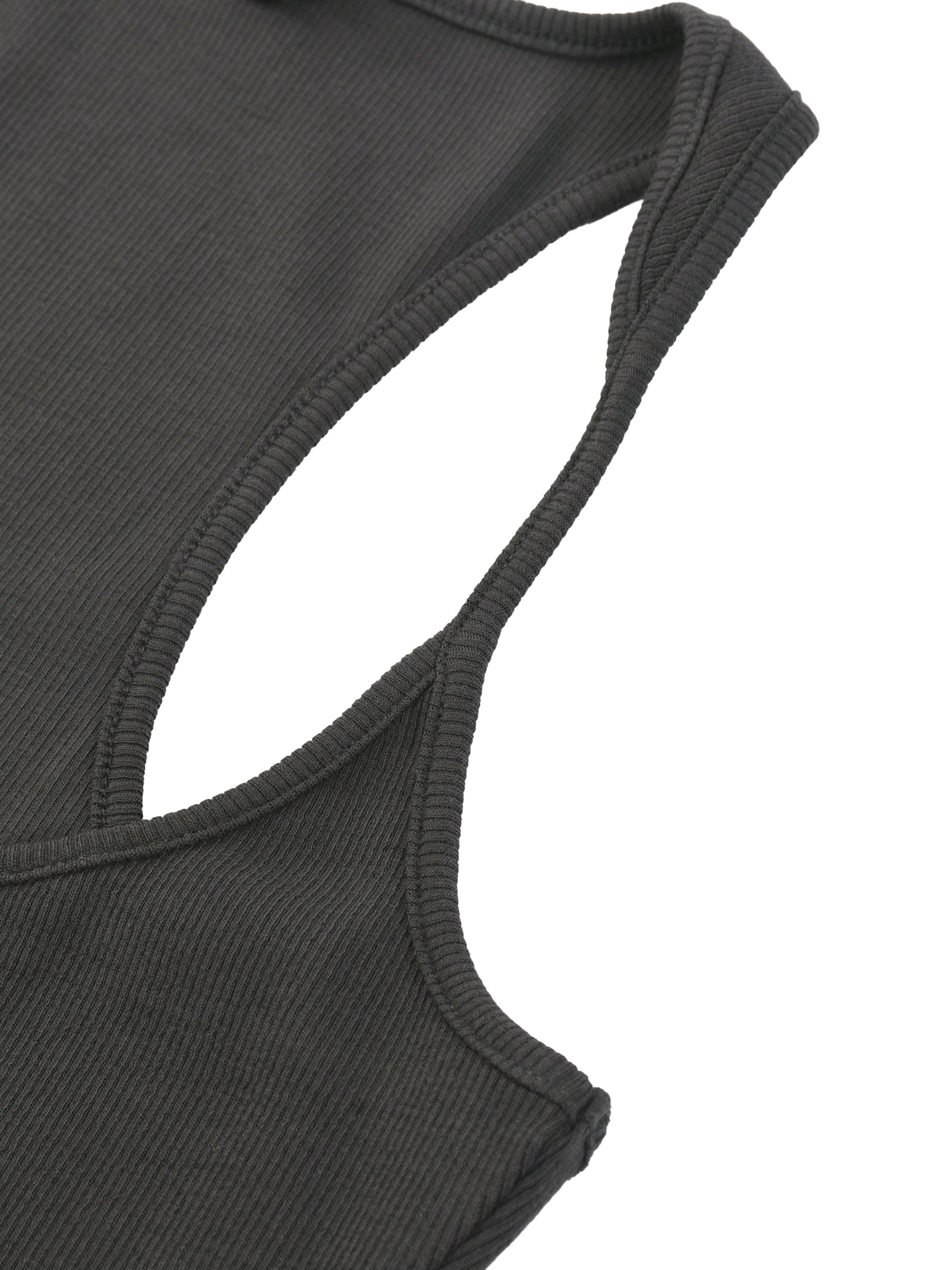 BLANKZ Slim Fit Ribbed Racerback Tank Top — Armhole and racerback detail
