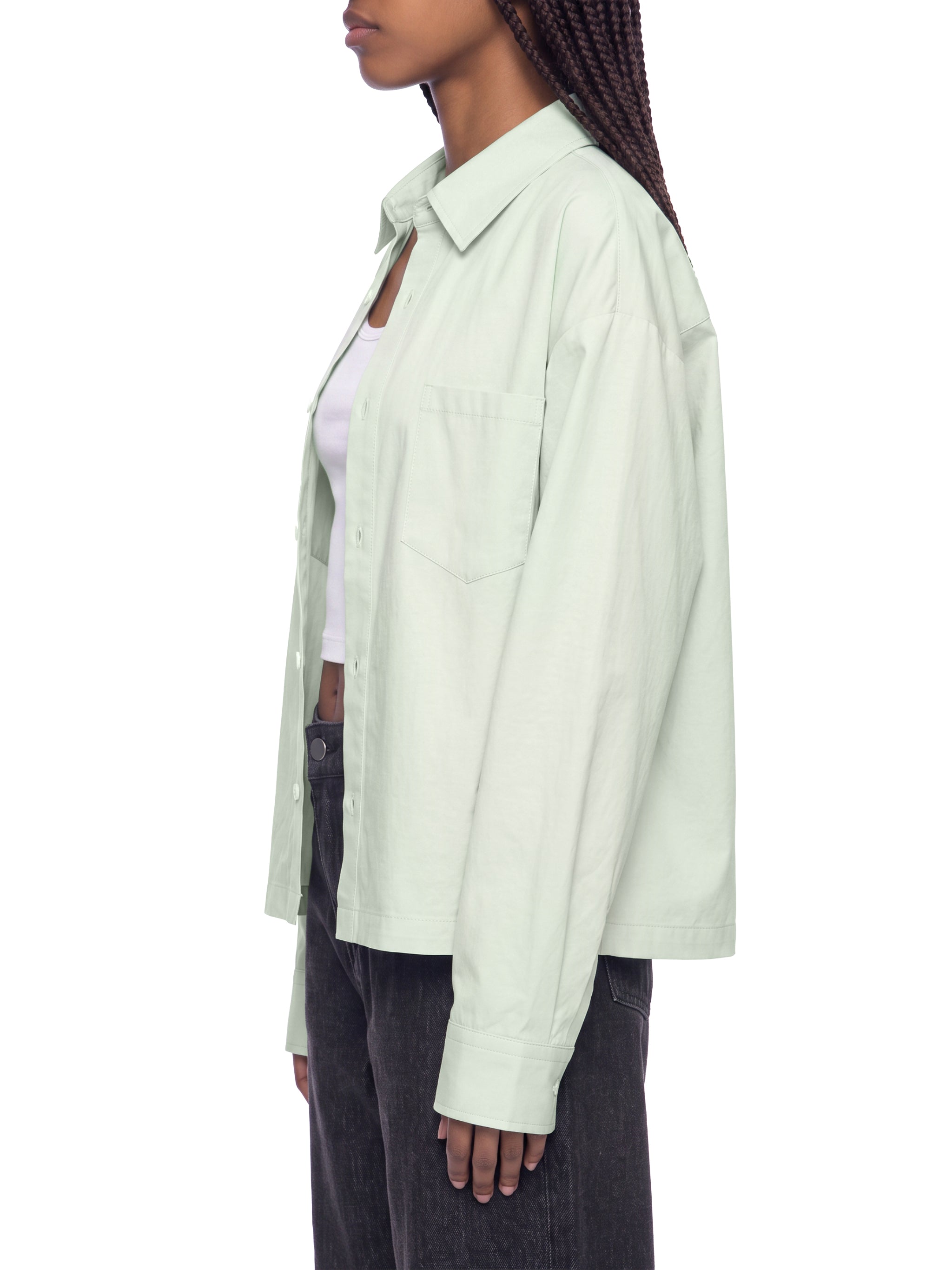 BLANKZ Light Long-Sleeve Shirt — Model wearing the garment, side view