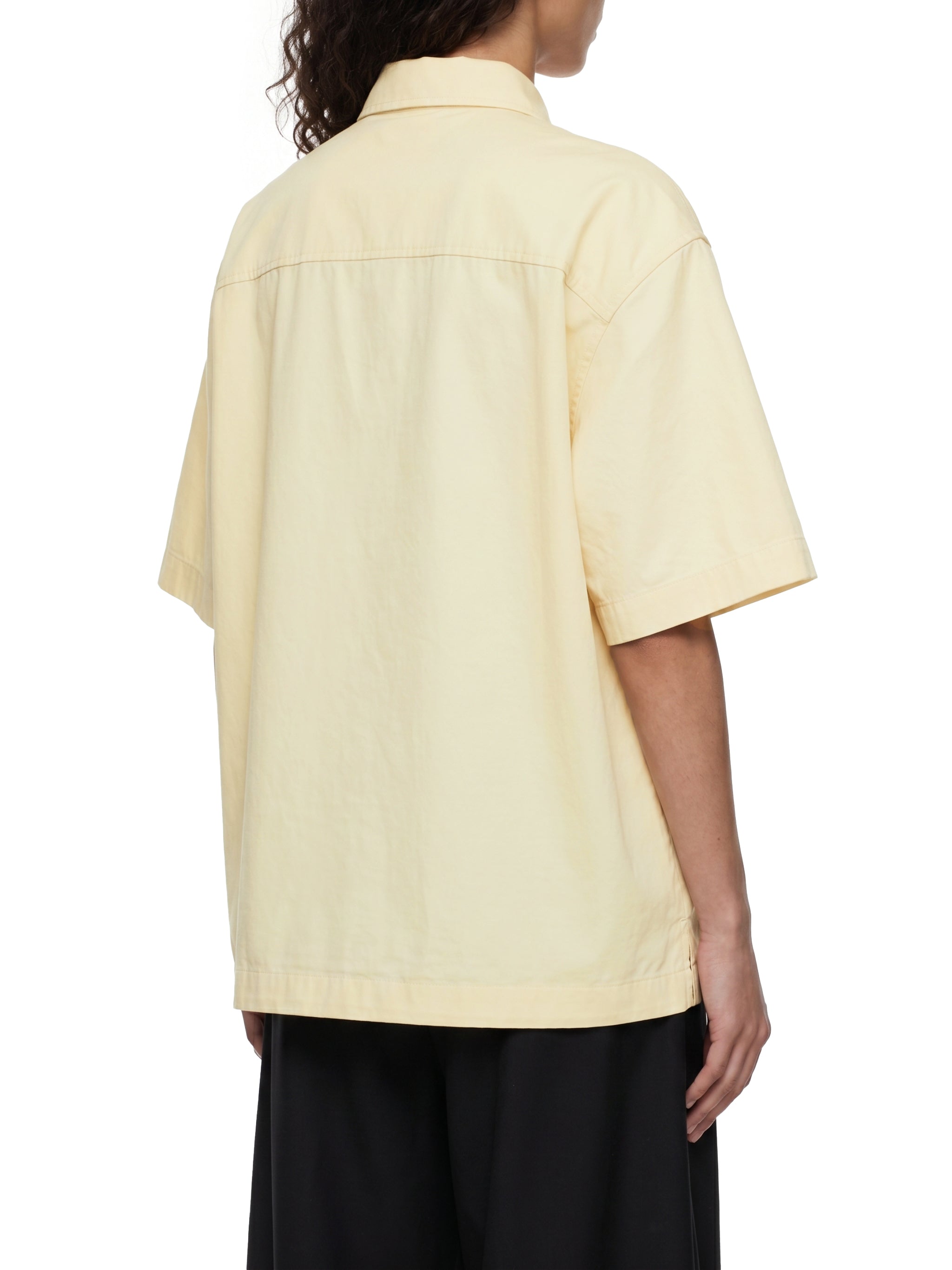 BLANKZ Patch-Pocket Shirt — Apricot — angled back view