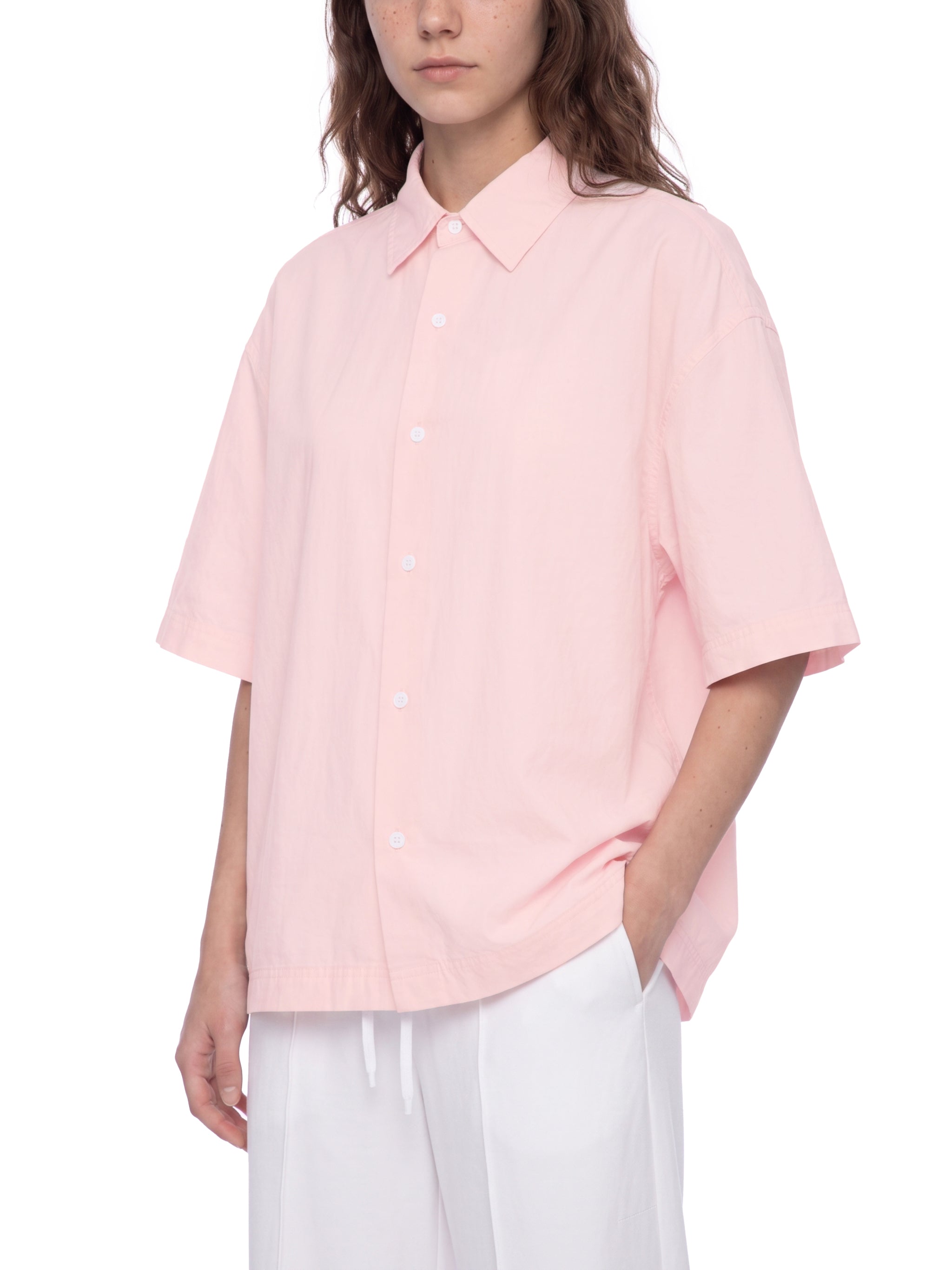 BLANKZ Light Short-Sleeve Shirt — Light Pink — angled front view