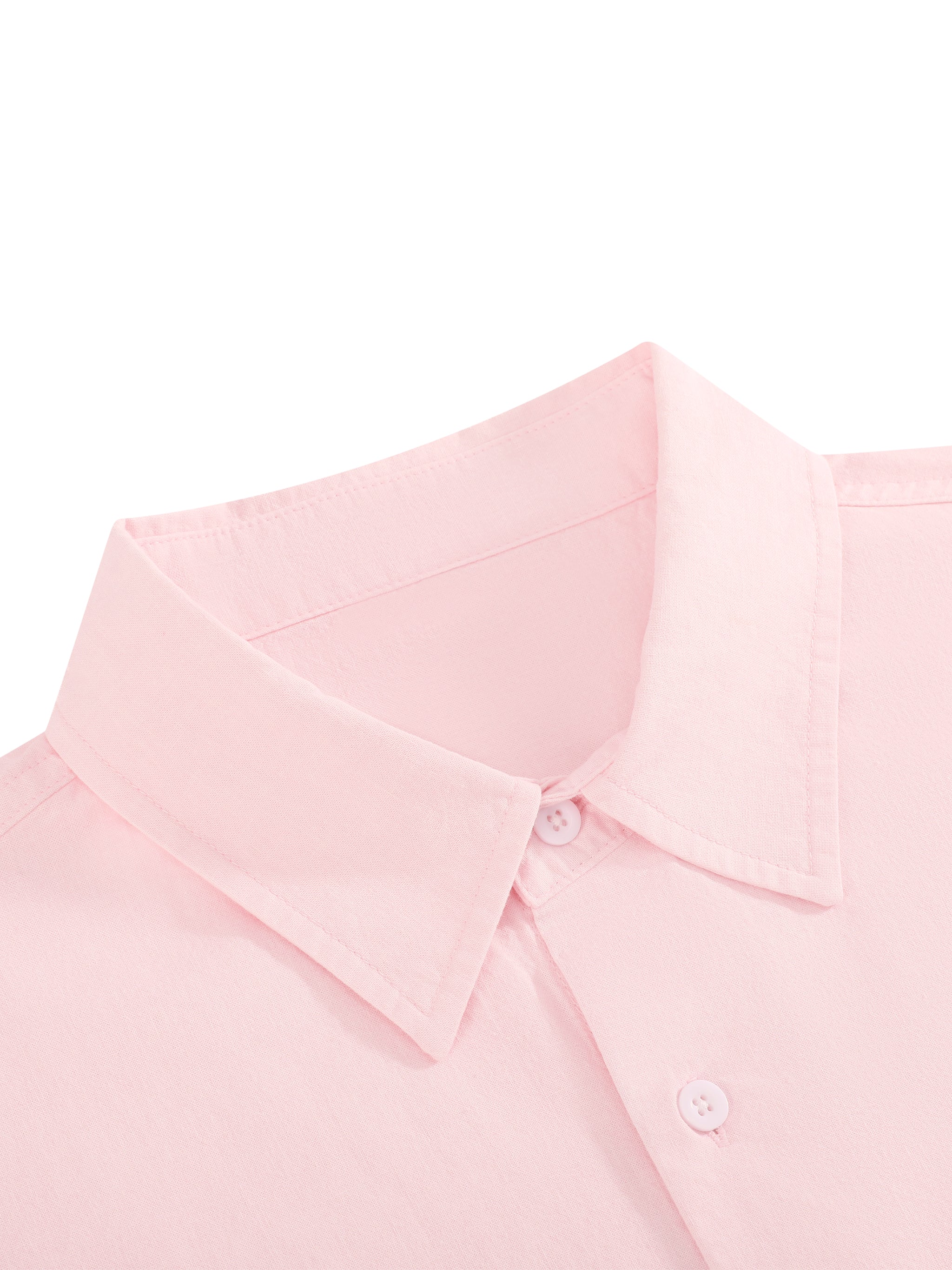 BLANKZ Light Short-Sleeve Shirt — Light Pink — collar and button front