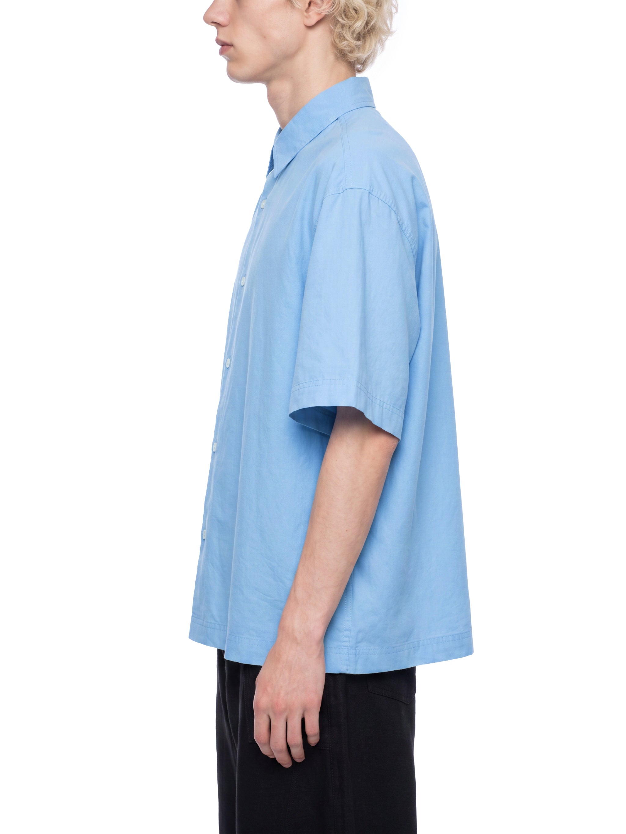 BLANKZ Light Short-Sleeve Shirt — Blue — worn side view