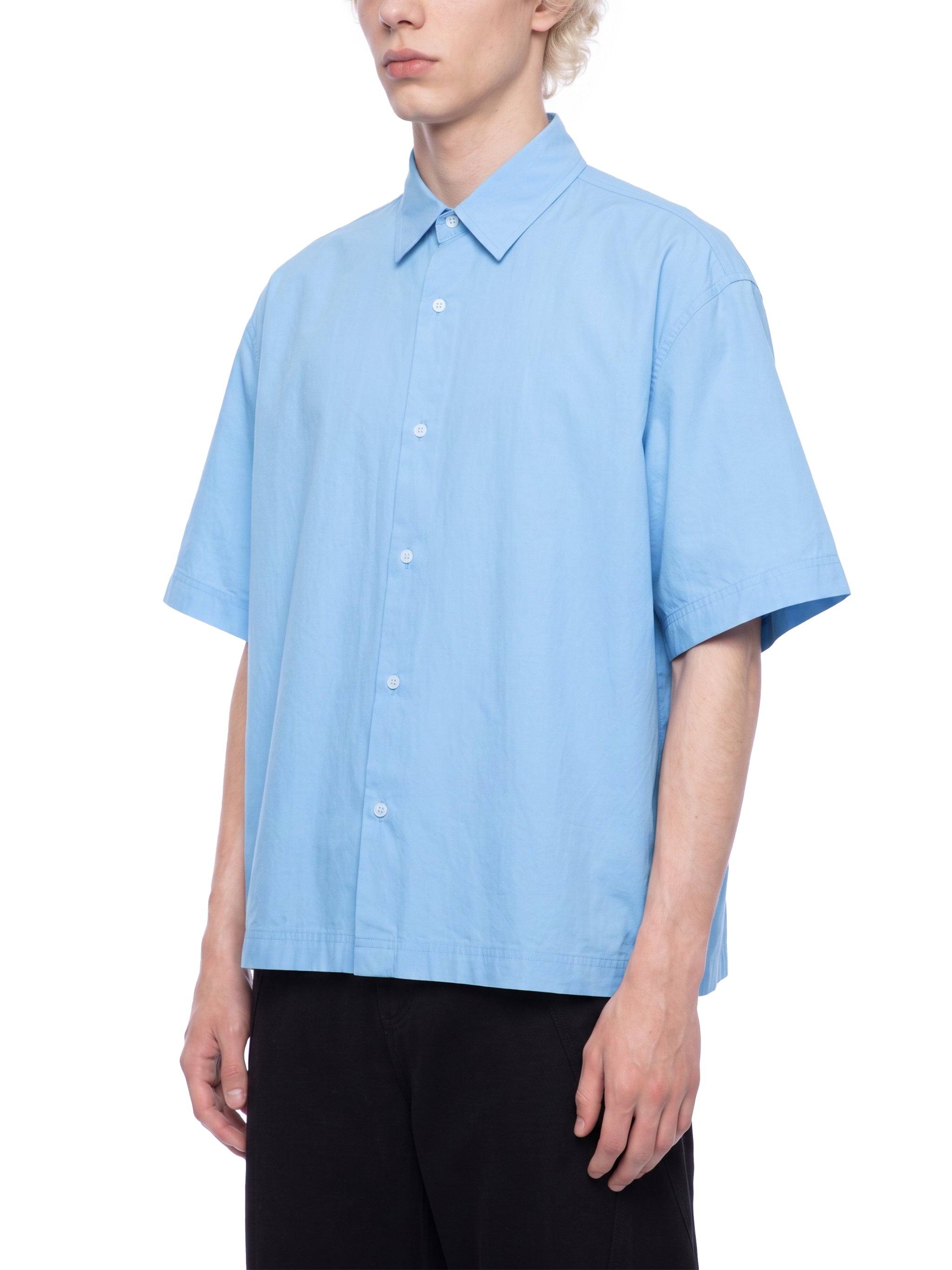 BLANKZ Light Short-Sleeve Shirt — Blue — angled front view