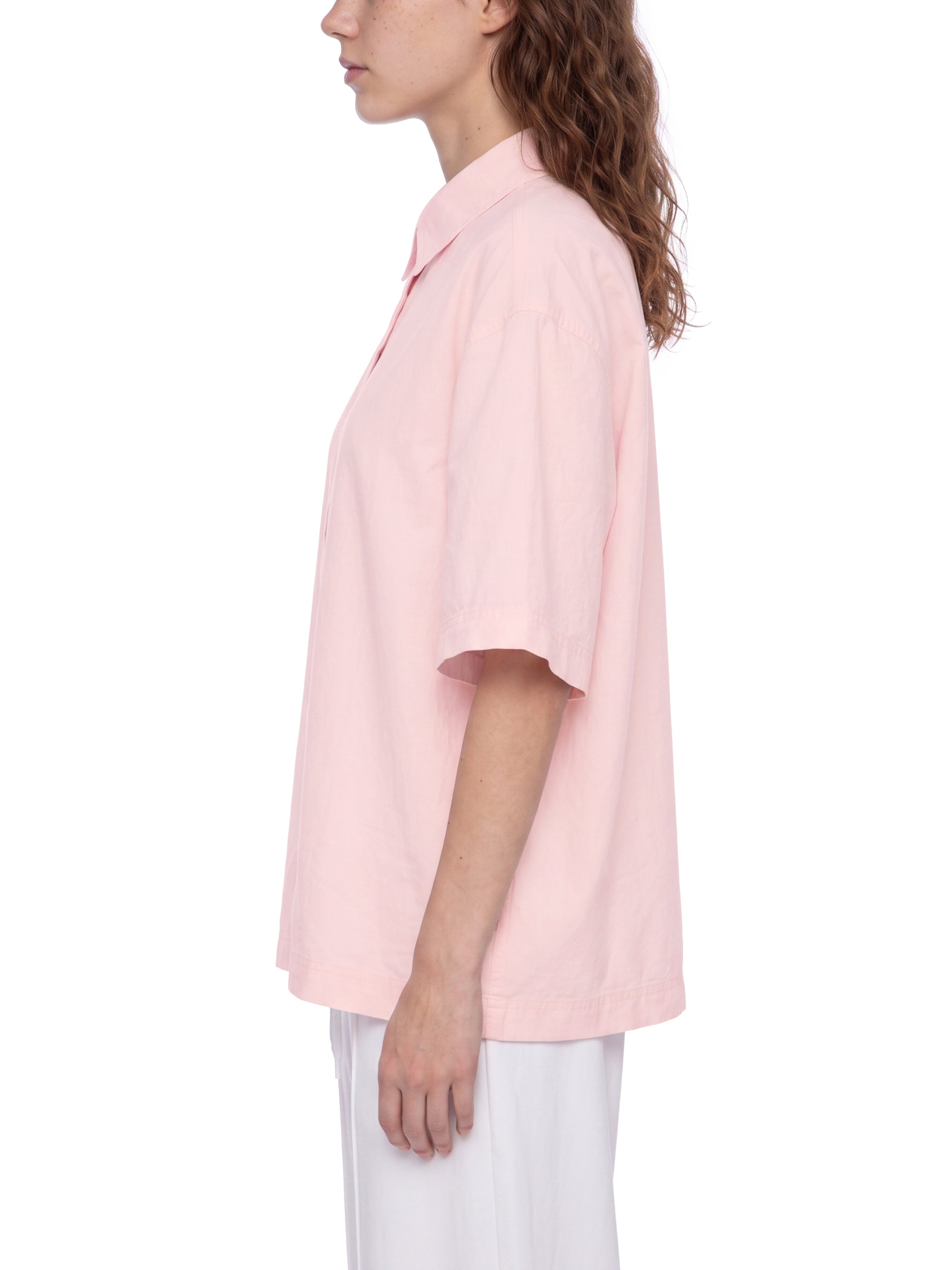BLANKZ Light Short-Sleeve Shirt — Light Pink — worn side view