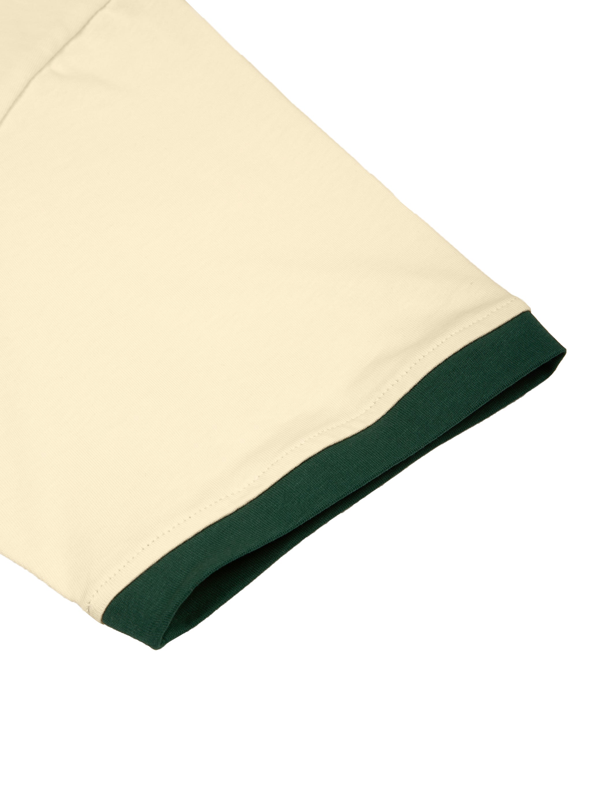 BLANKZ Color Block Polo Shirt — Apricot with Dark Green — contrast sleeve trim