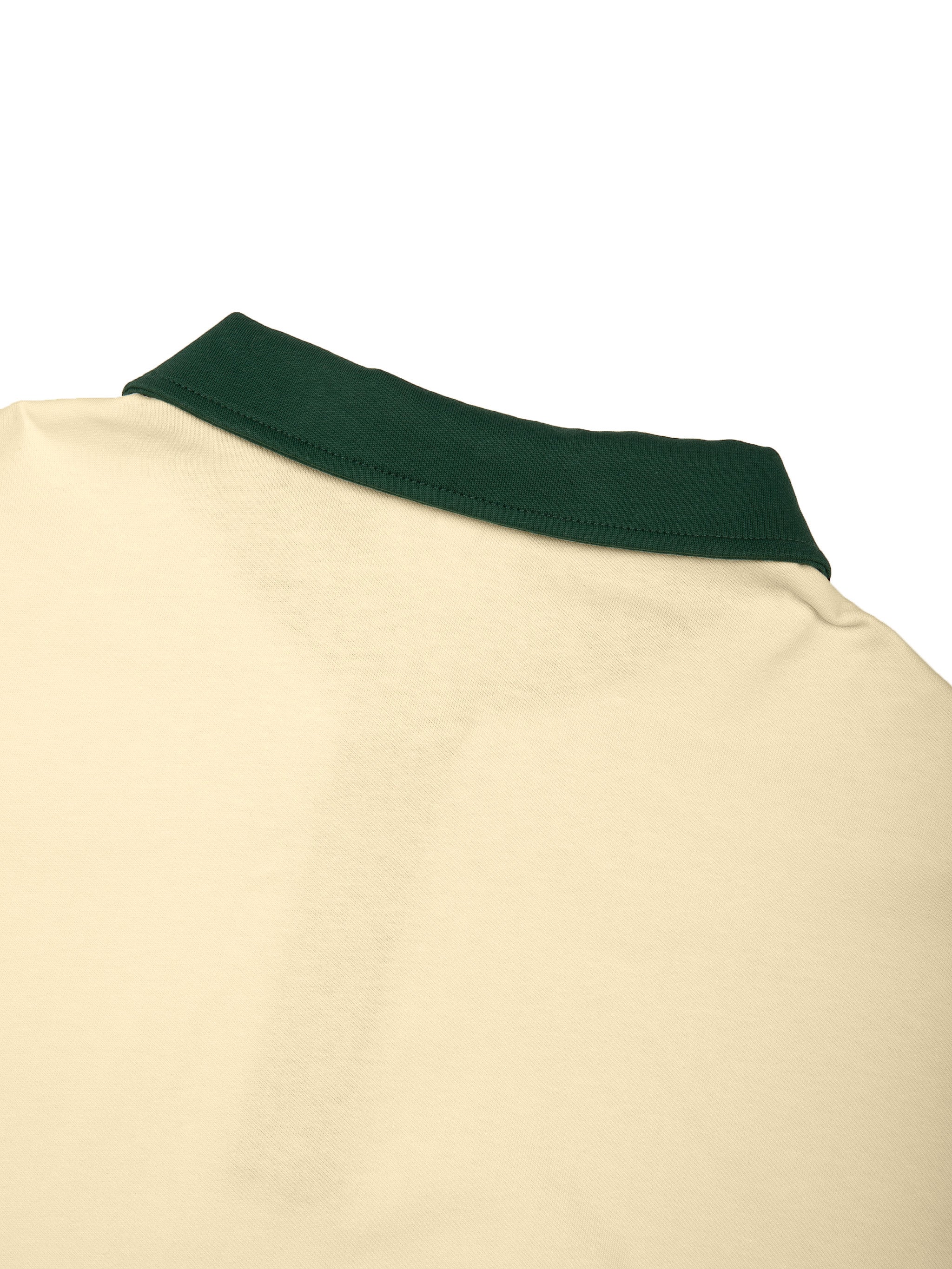 BLANKZ Color Block Polo Shirt — Apricot with Dark Green — back collar
