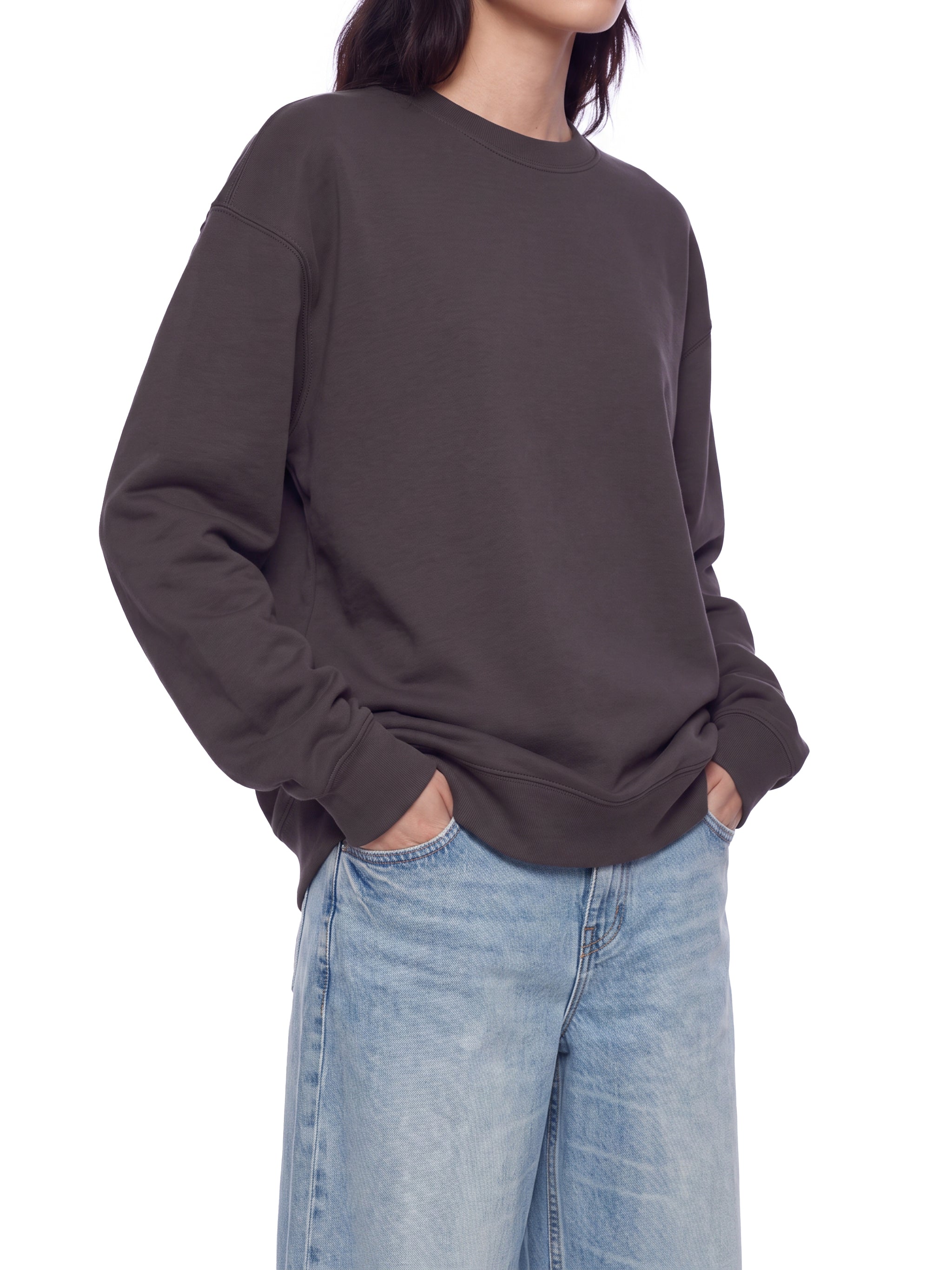 BLANKZ Heavyweight Crew 420 — Model wearing the garment, front three-quarter view