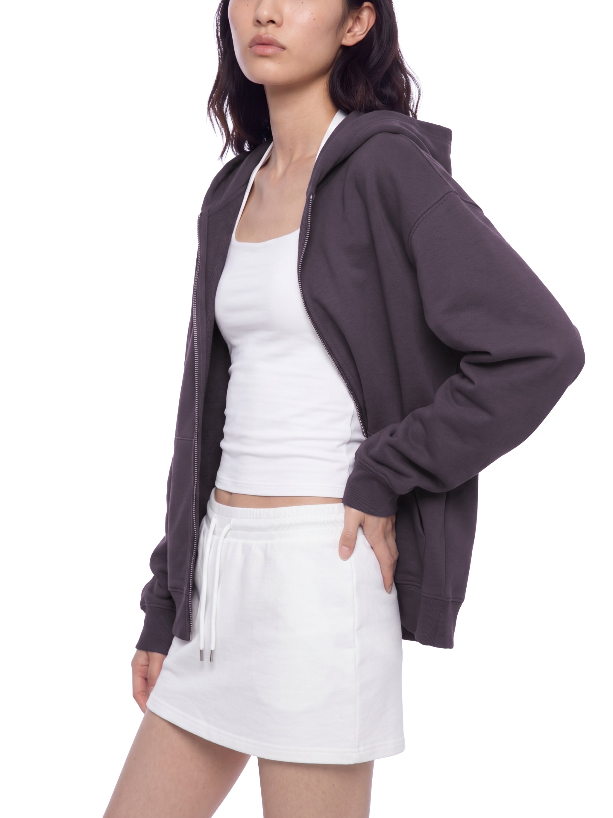 BLANKZ Heavyweight Zip Hoodie 420 — Model wearing the garment, front view