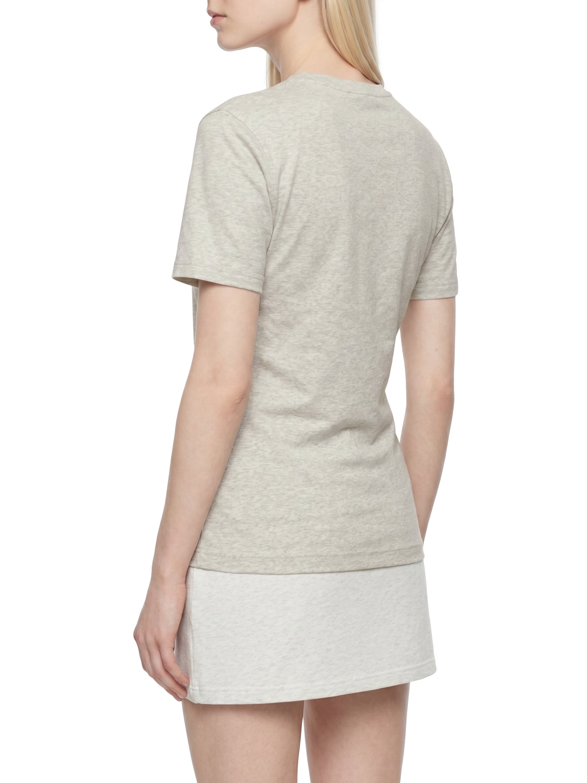 BLANKZ Heavy Slim Tee — Model wearing the tee, rear three-quarter view