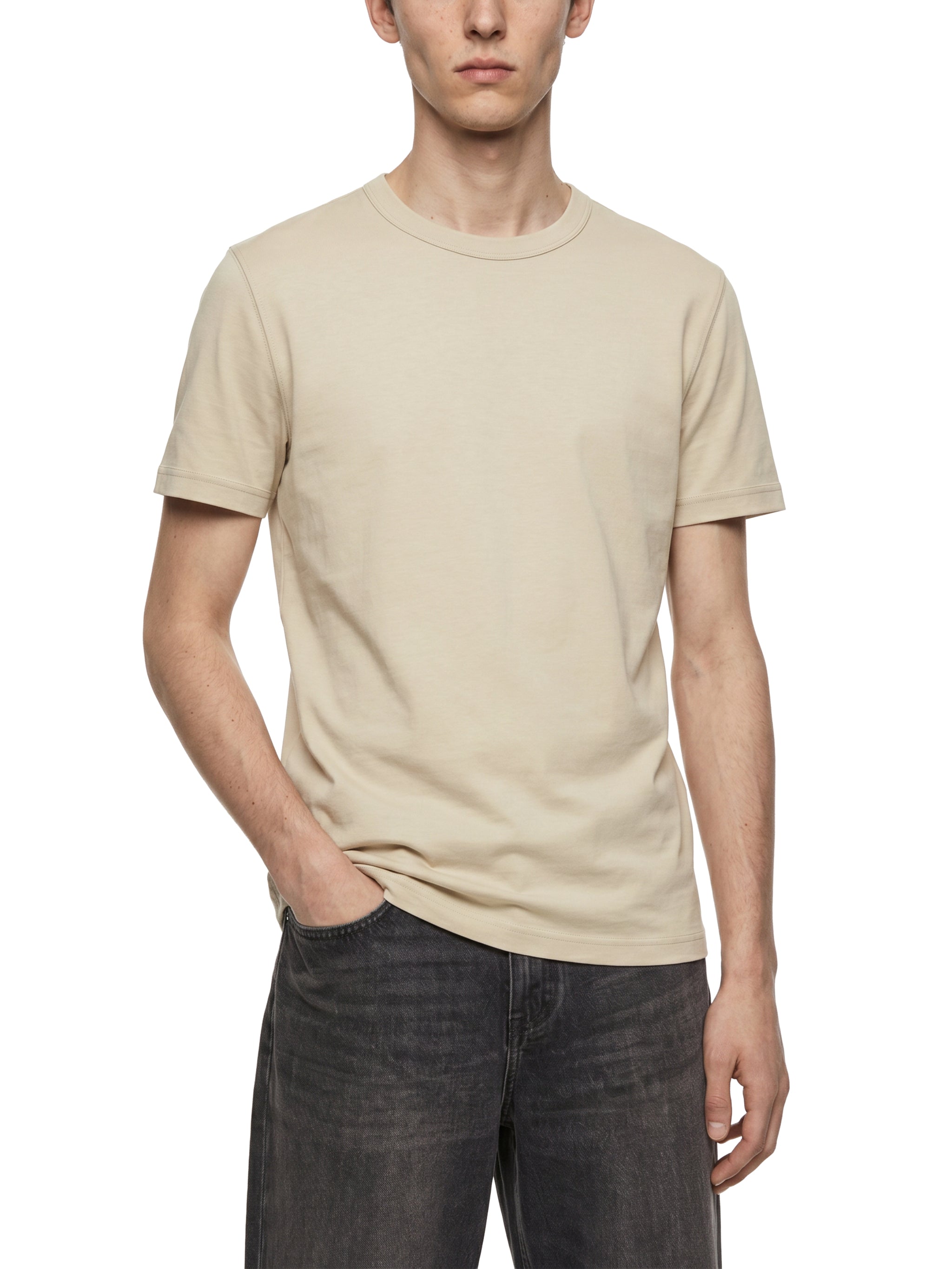 BLANKZ Heavy Slim Tee — Model wearing the tee, front view