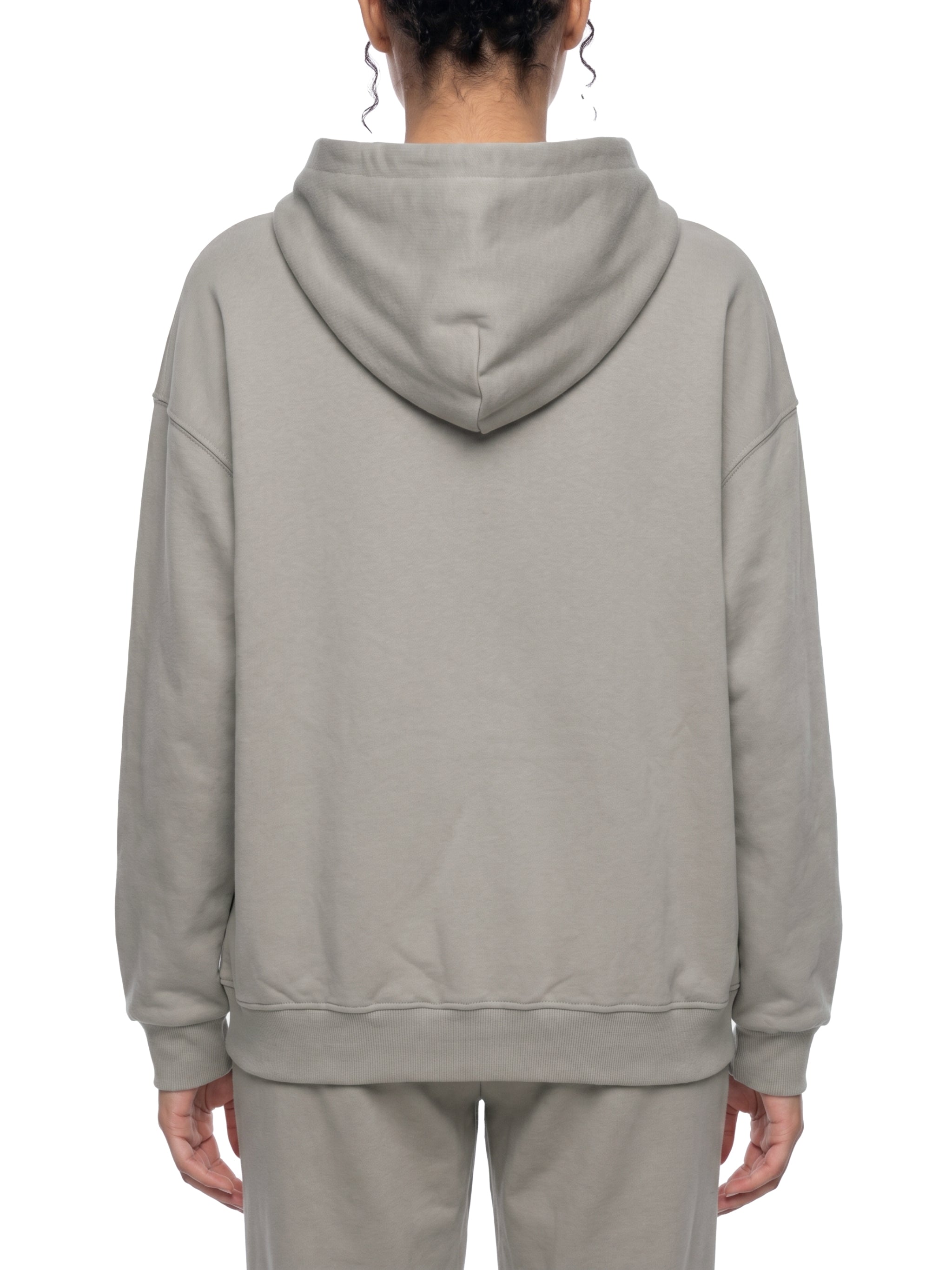 BLANKZ Heavy Loose Zip Hoodie — Light Gray — worn back view