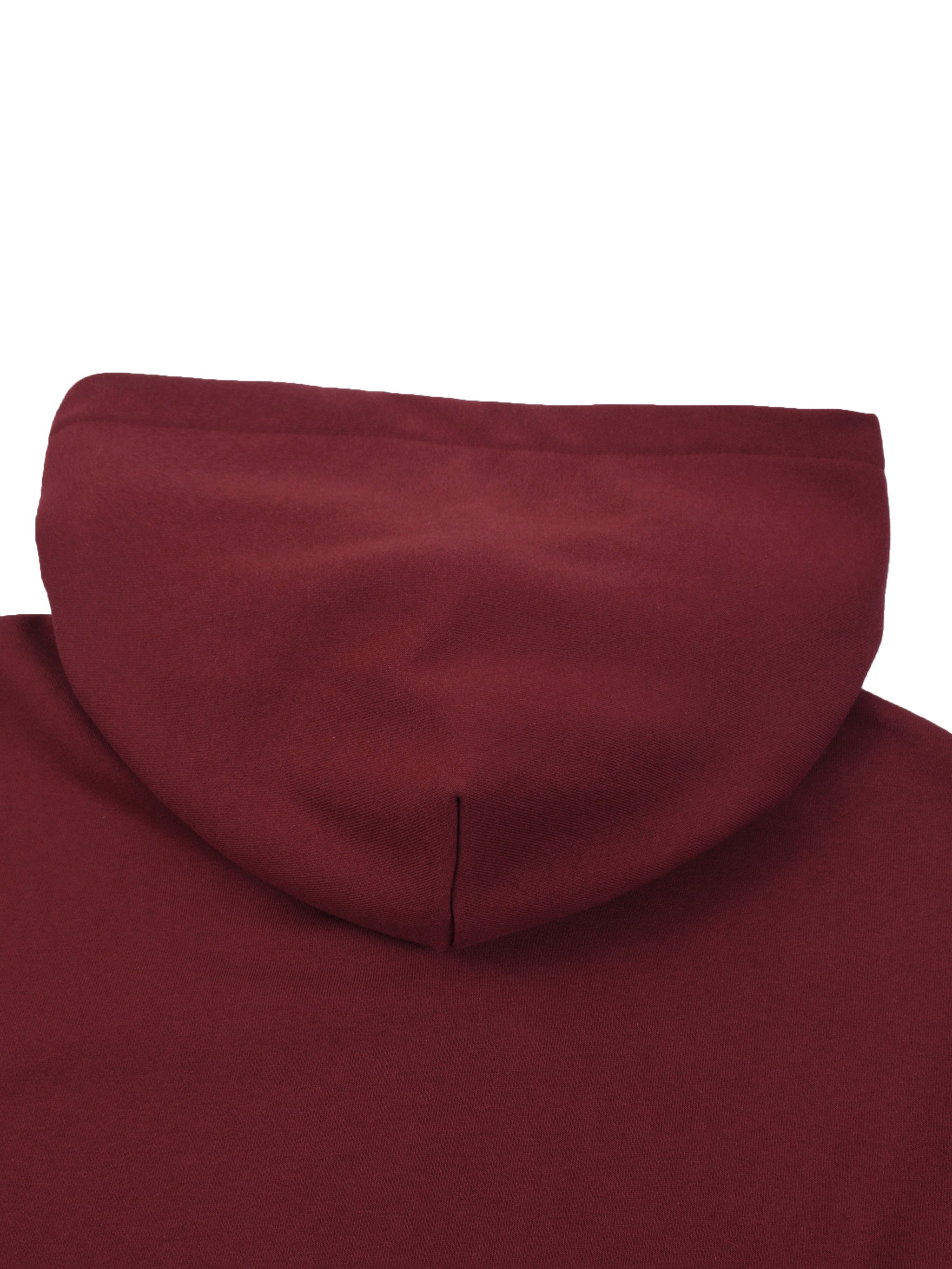 BLANKZ Heavy Loose Zip Hoodie — Dark Red — back of hood