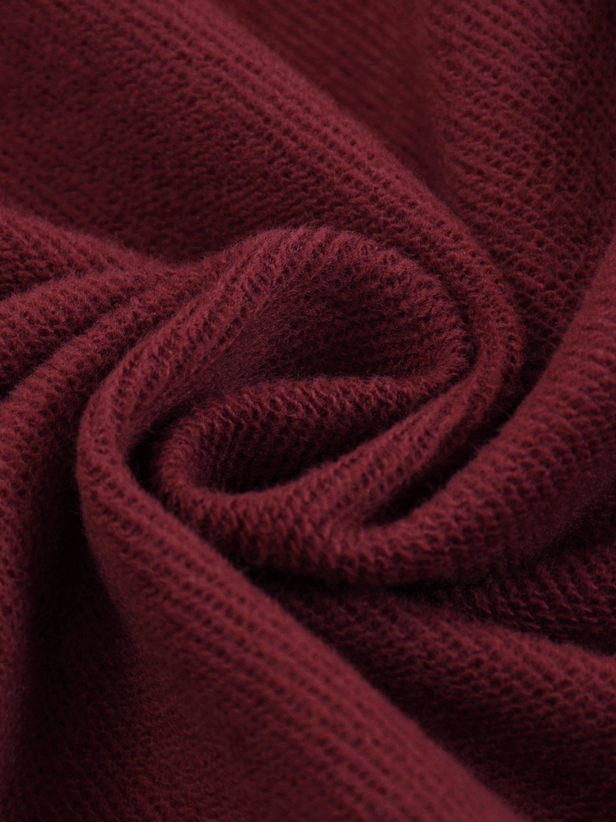 BLANKZ Heavy Loose Zip Hoodie — Dark Red — reverse knit texture