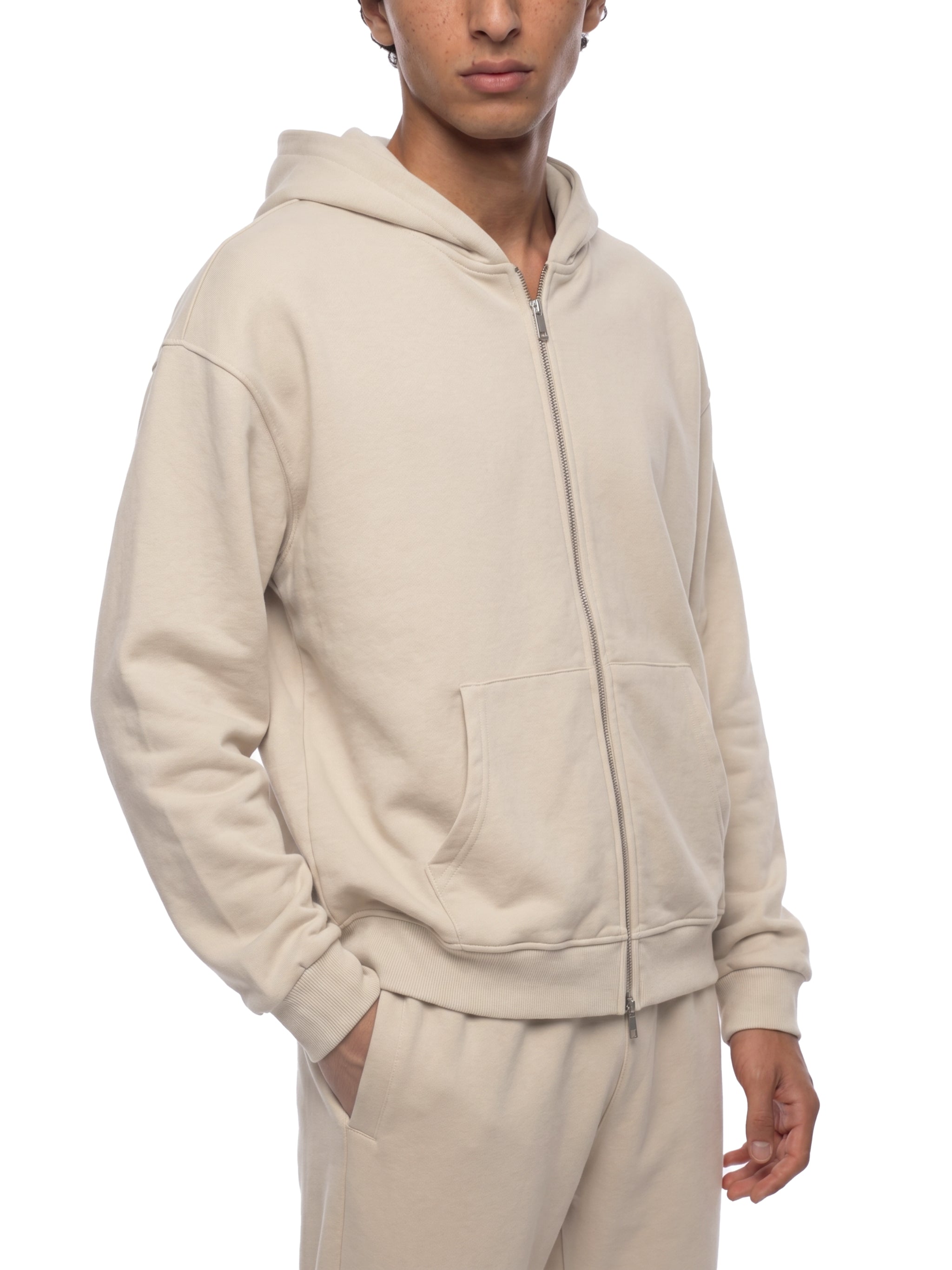 BLANKZ Heavy Loose Zip Hoodie — Apricot — front pose