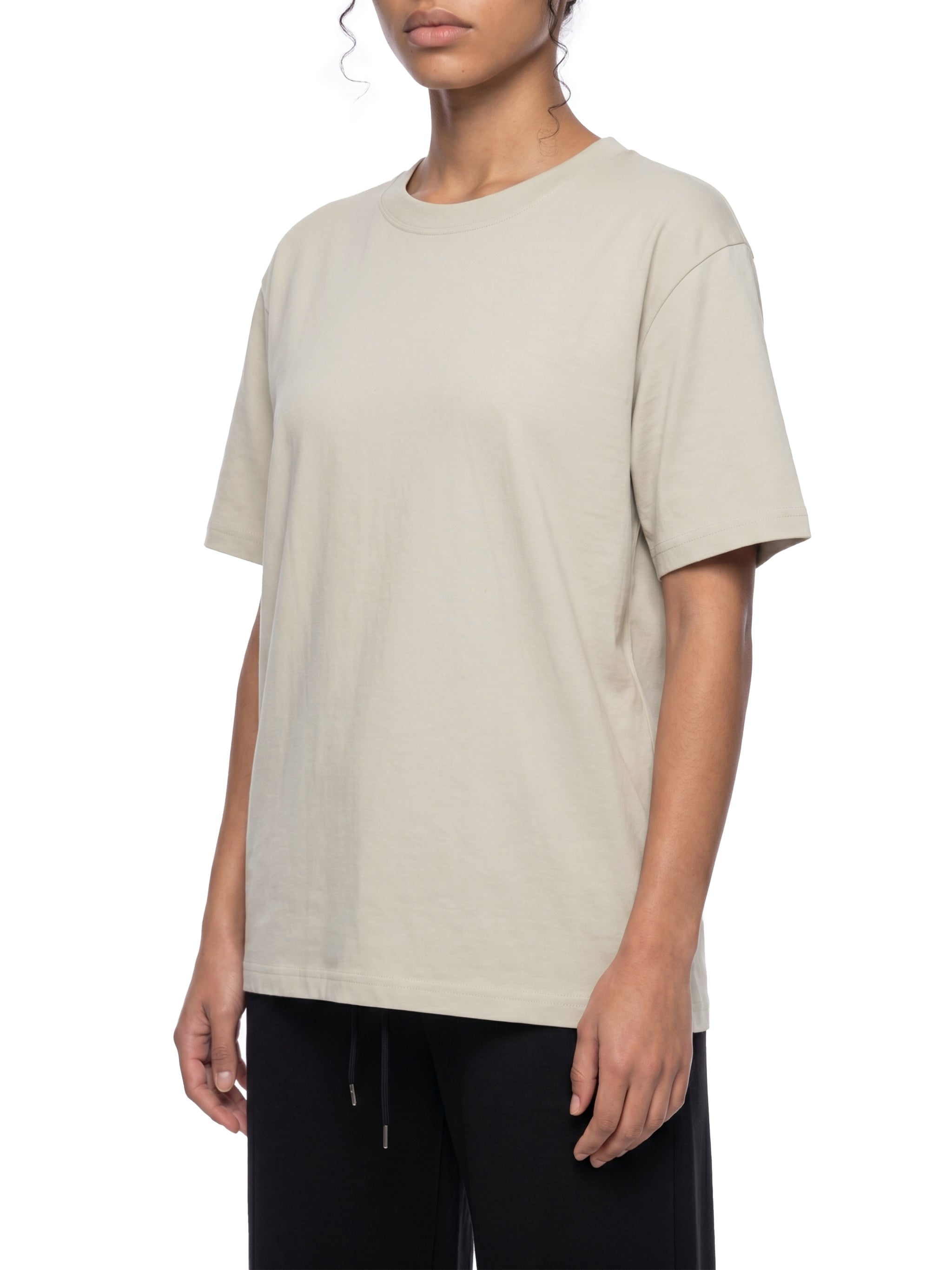 BLANKZ Midweight Cotton Tee — Light Gray, model front three-quarter view