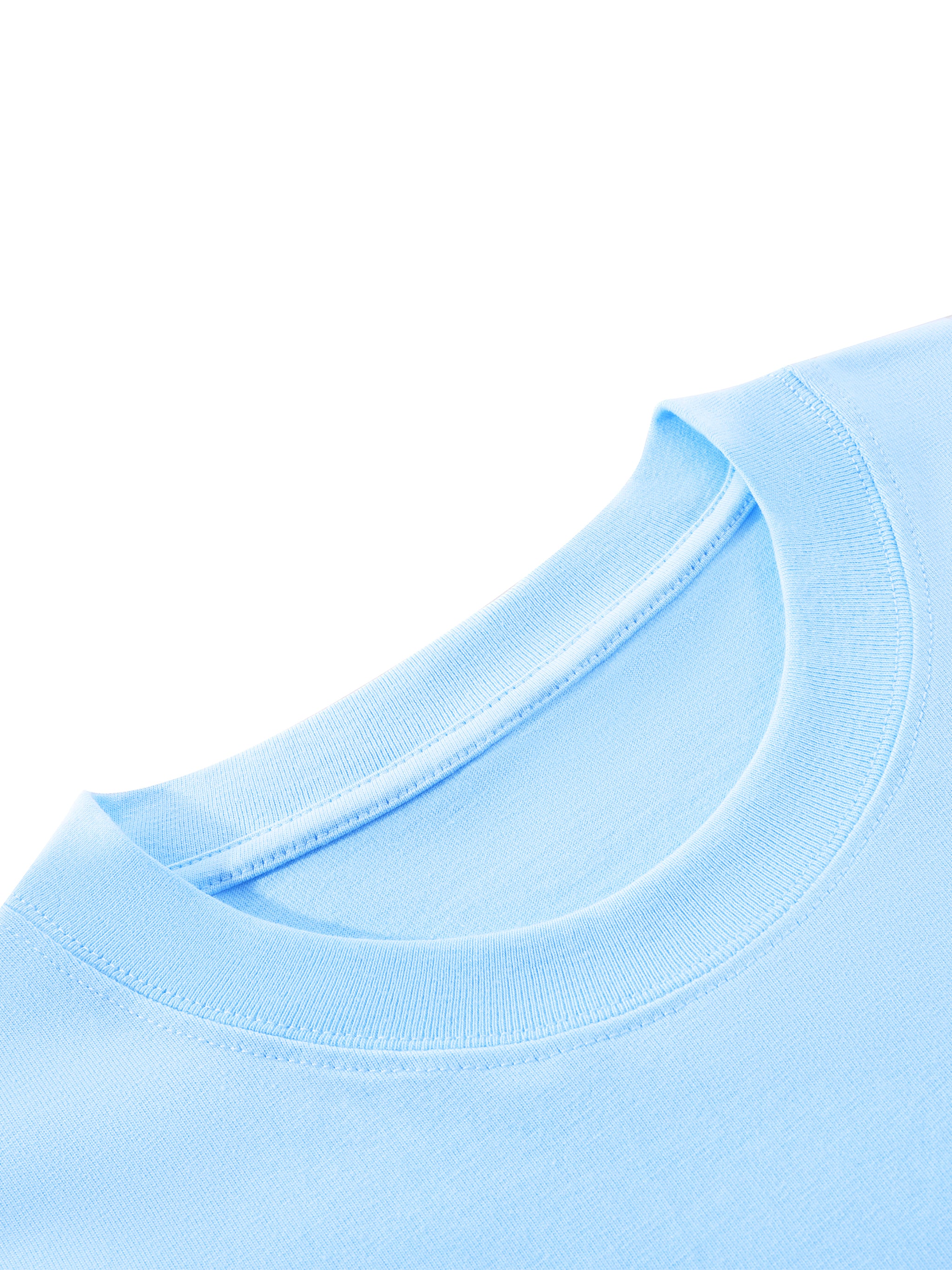 BLANKZ Midweight Cotton Tee — Sky Blue, ribbed crew neckline detail