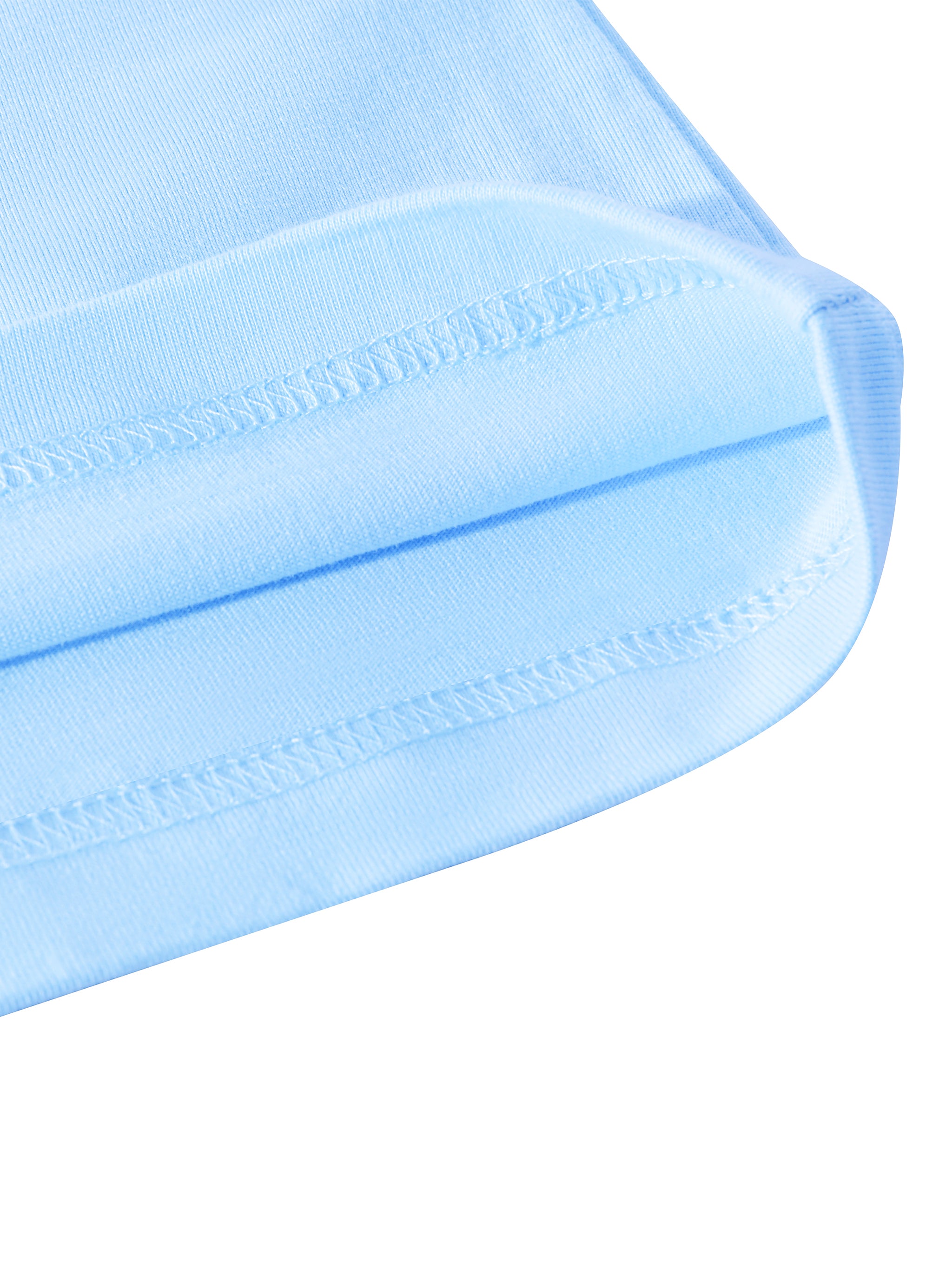 BLANKZ Midweight Cotton Tee — Sky Blue, straight hem stitching detail