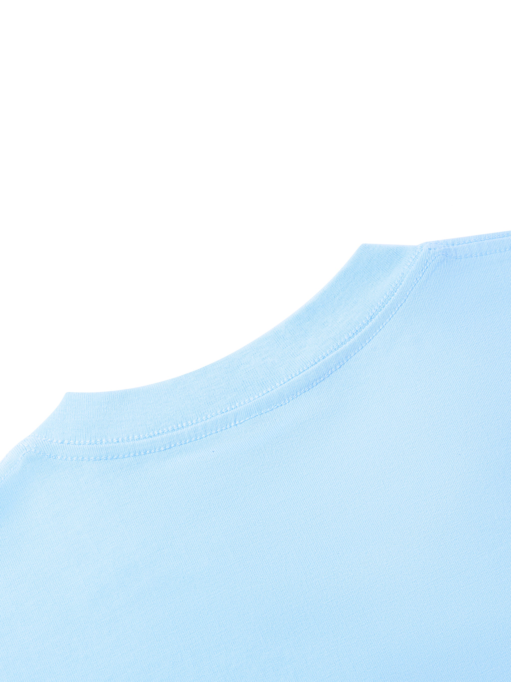 BLANKZ Midweight Cotton Tee — Sky Blue, back neckline detail