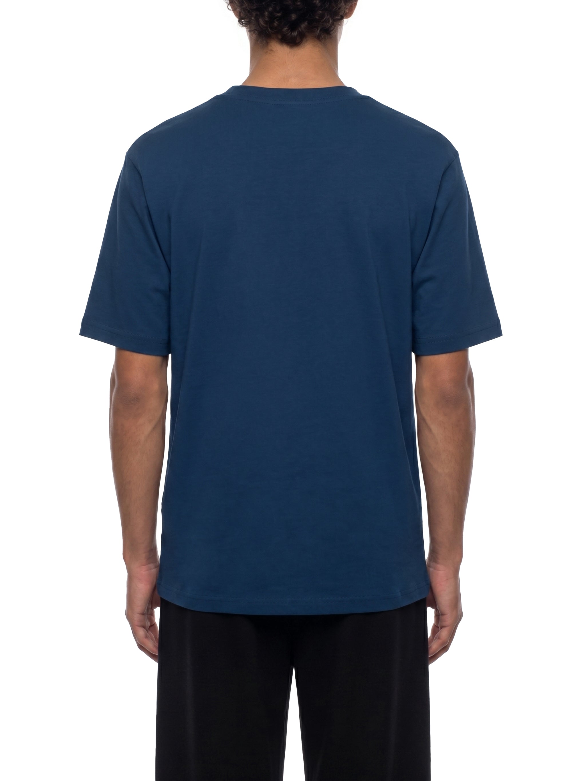 BLANKZ Midweight Cotton Tee — Navy Blue, model back view