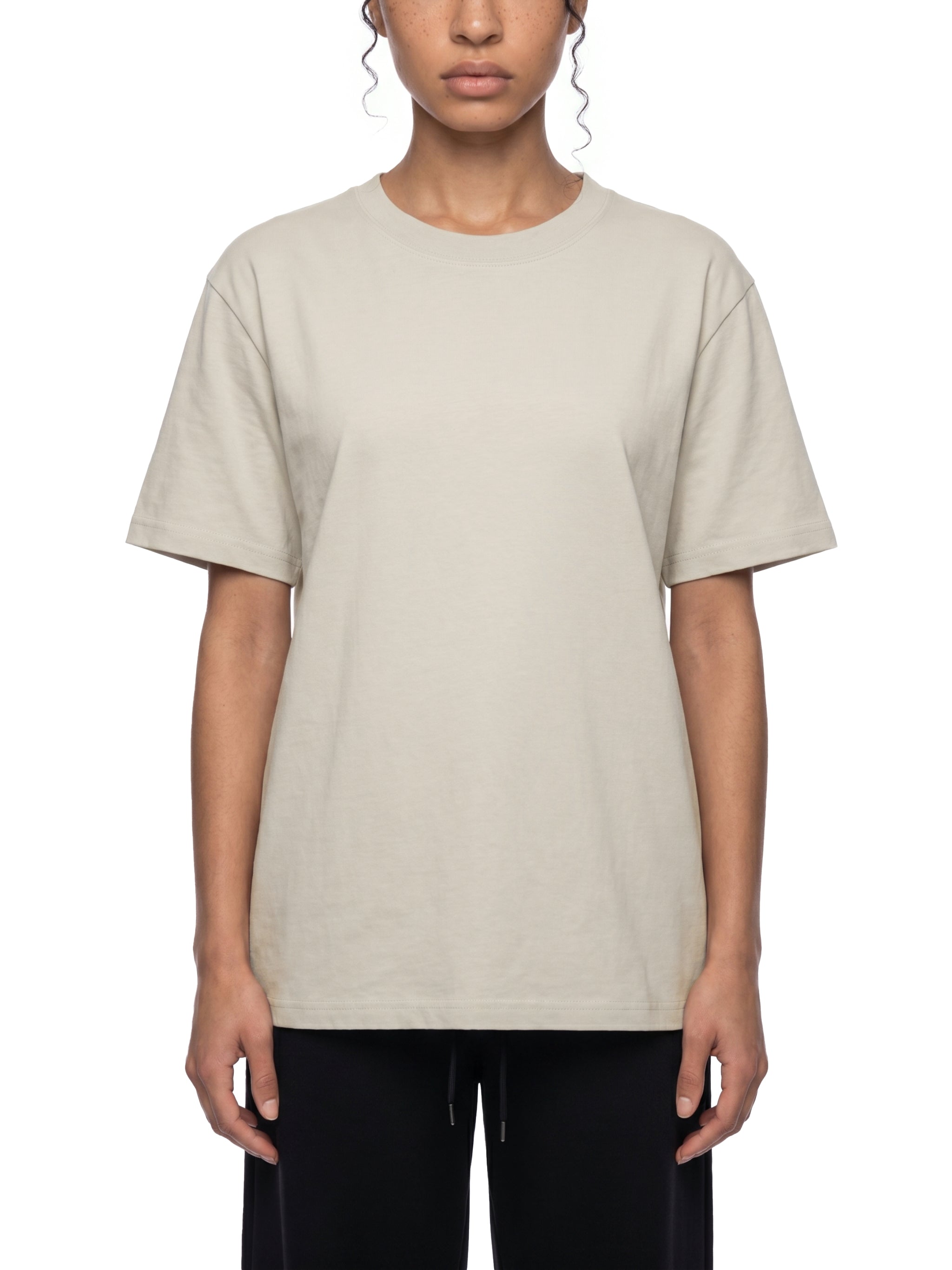 BLANKZ Midweight Cotton Tee — Light Gray, model front view