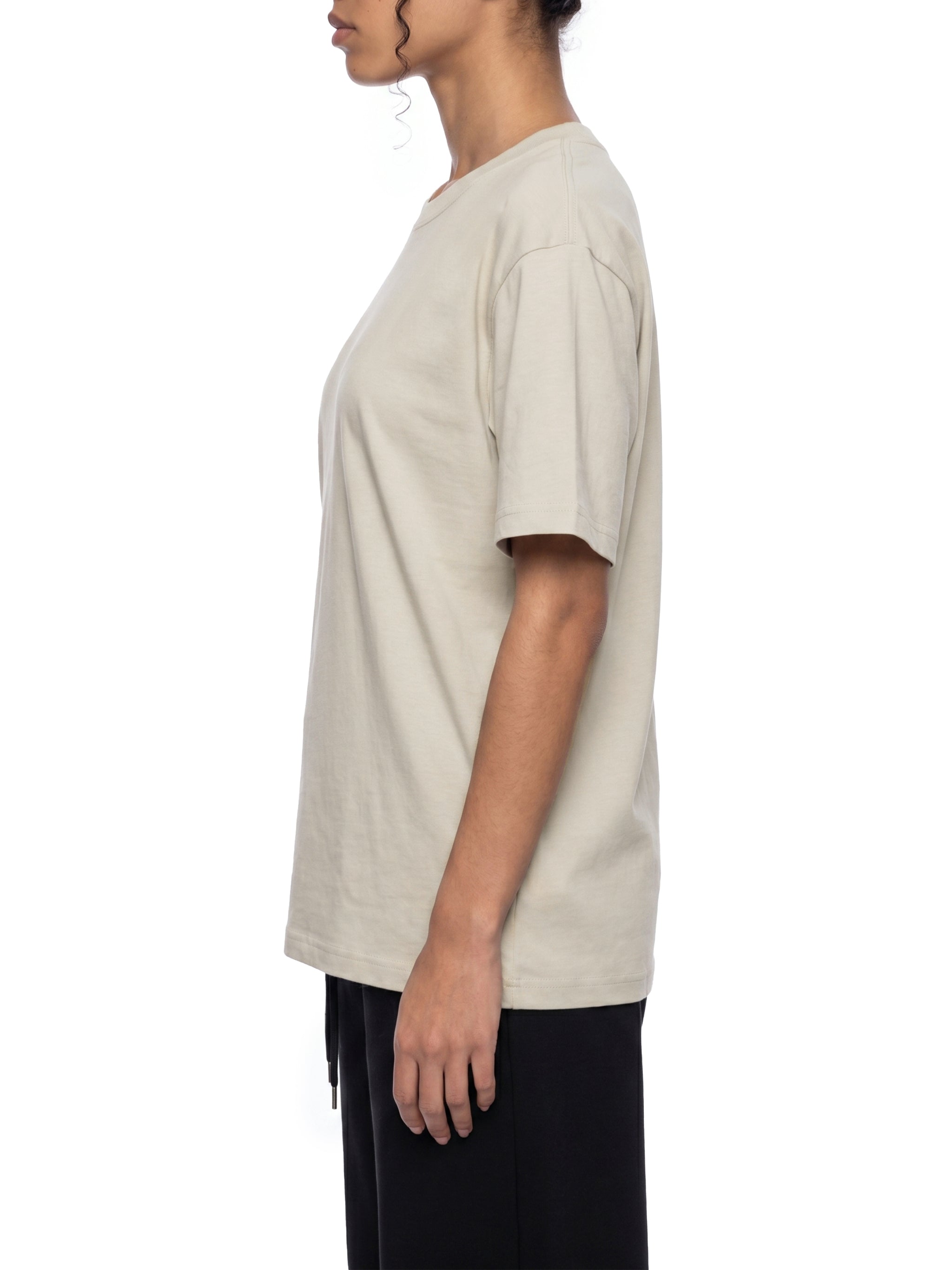 BLANKZ Midweight Cotton Tee — Light Gray, model side view