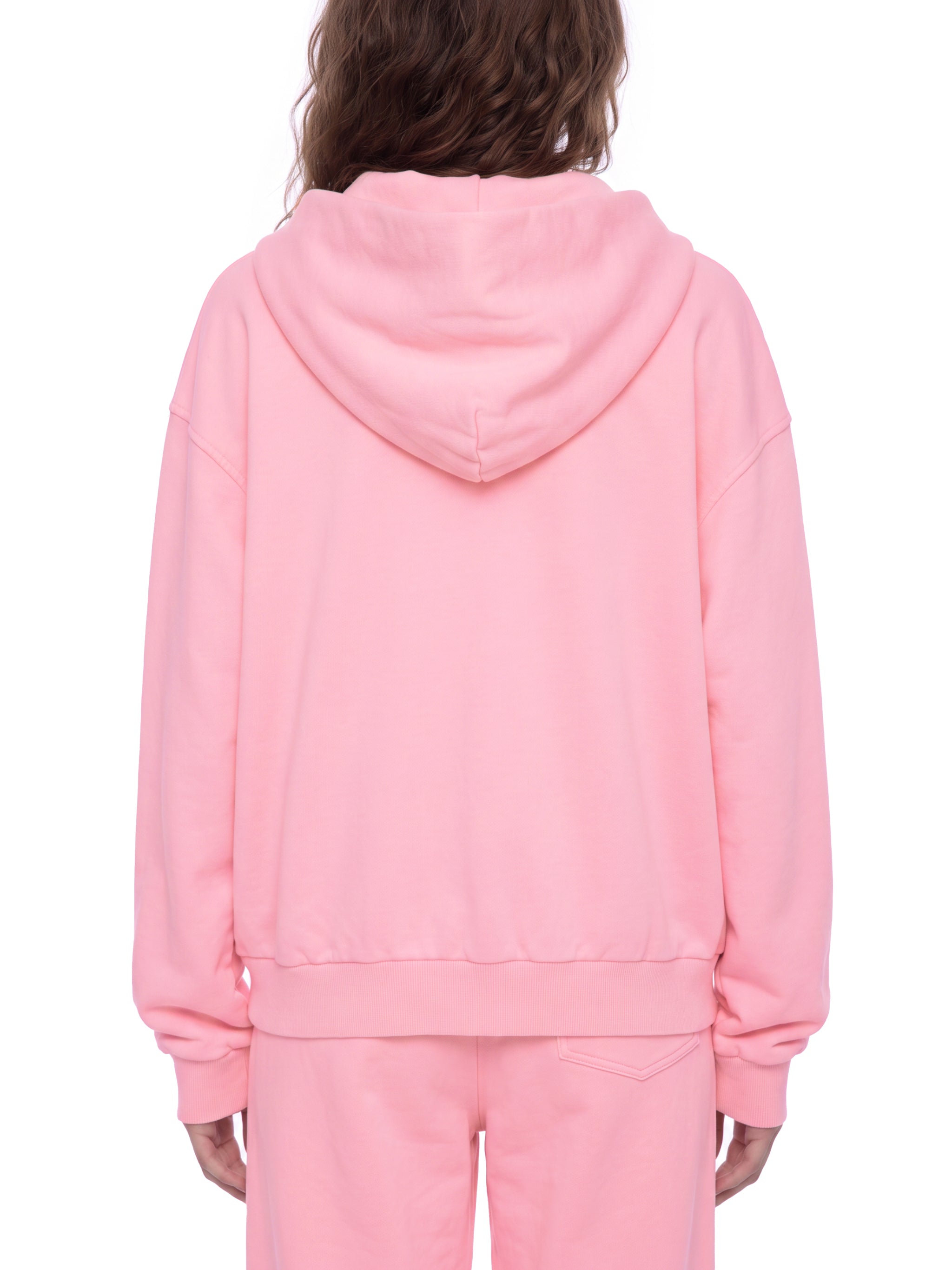 BLANKZ Mineral Wash Boxy Full Zip Hoodie — Pink, back on model