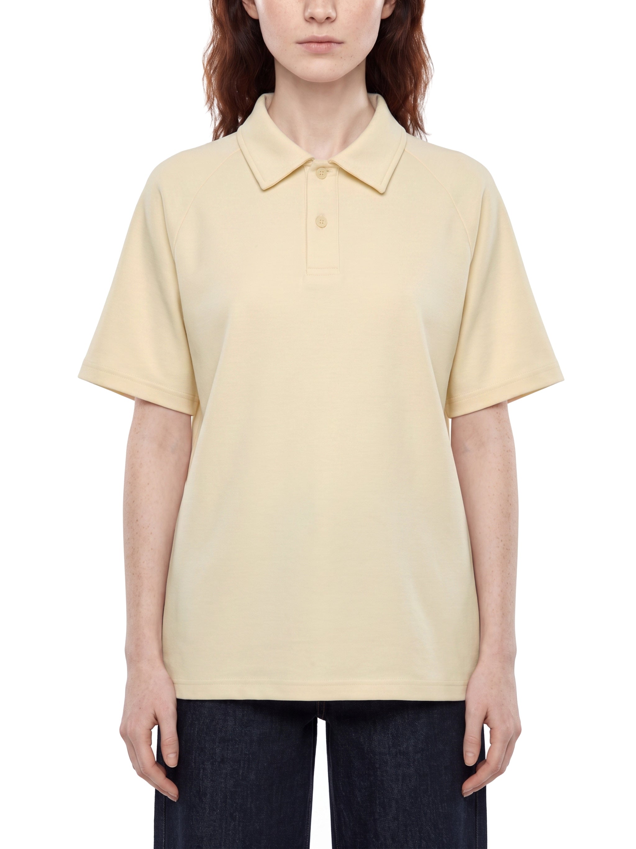 BLANKZ Everyday Raglan Polo — Model wearing the garment, front view