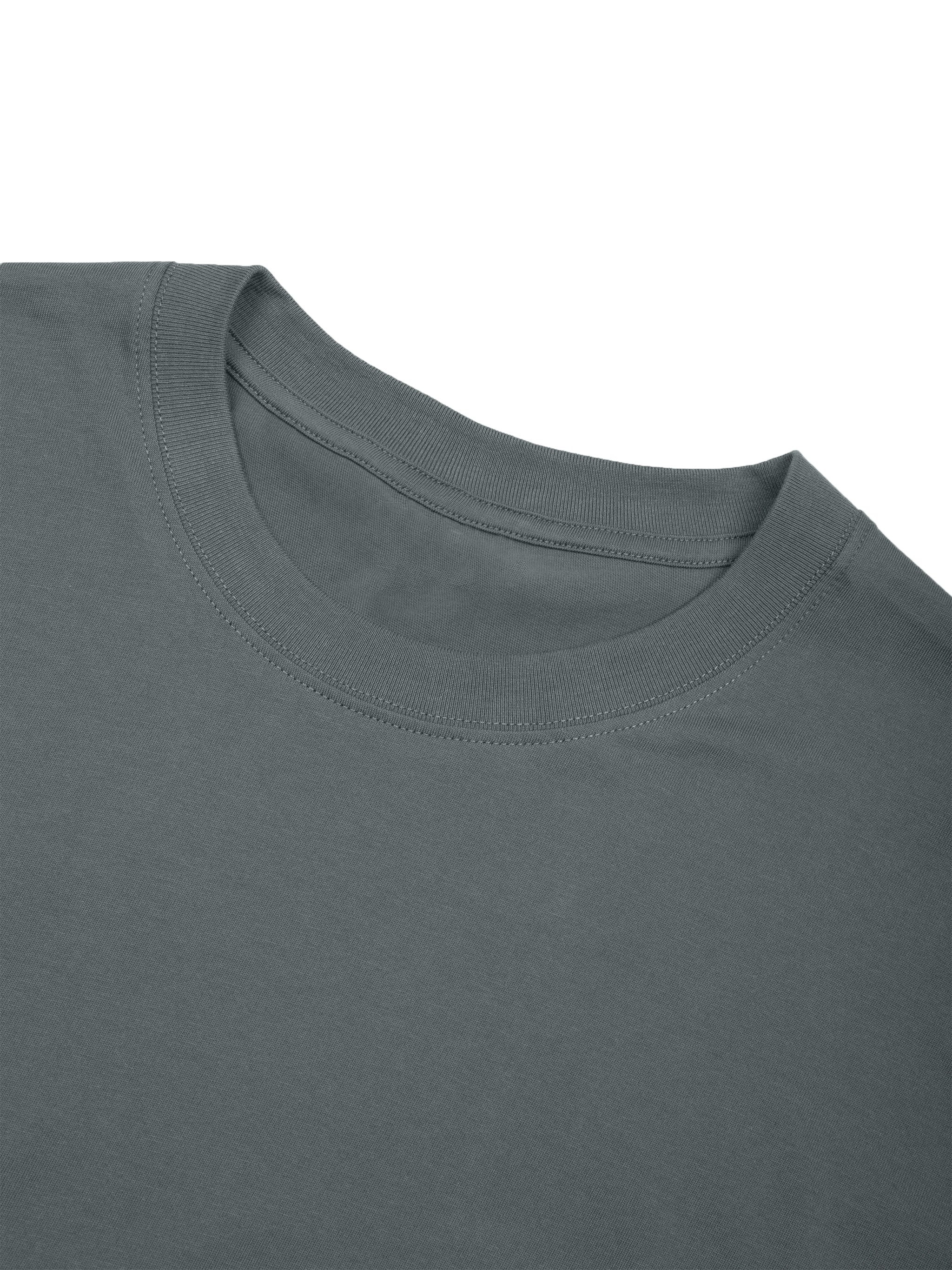 BLANKZ Seamless Cotton Tee — Gray, crew neckline detail