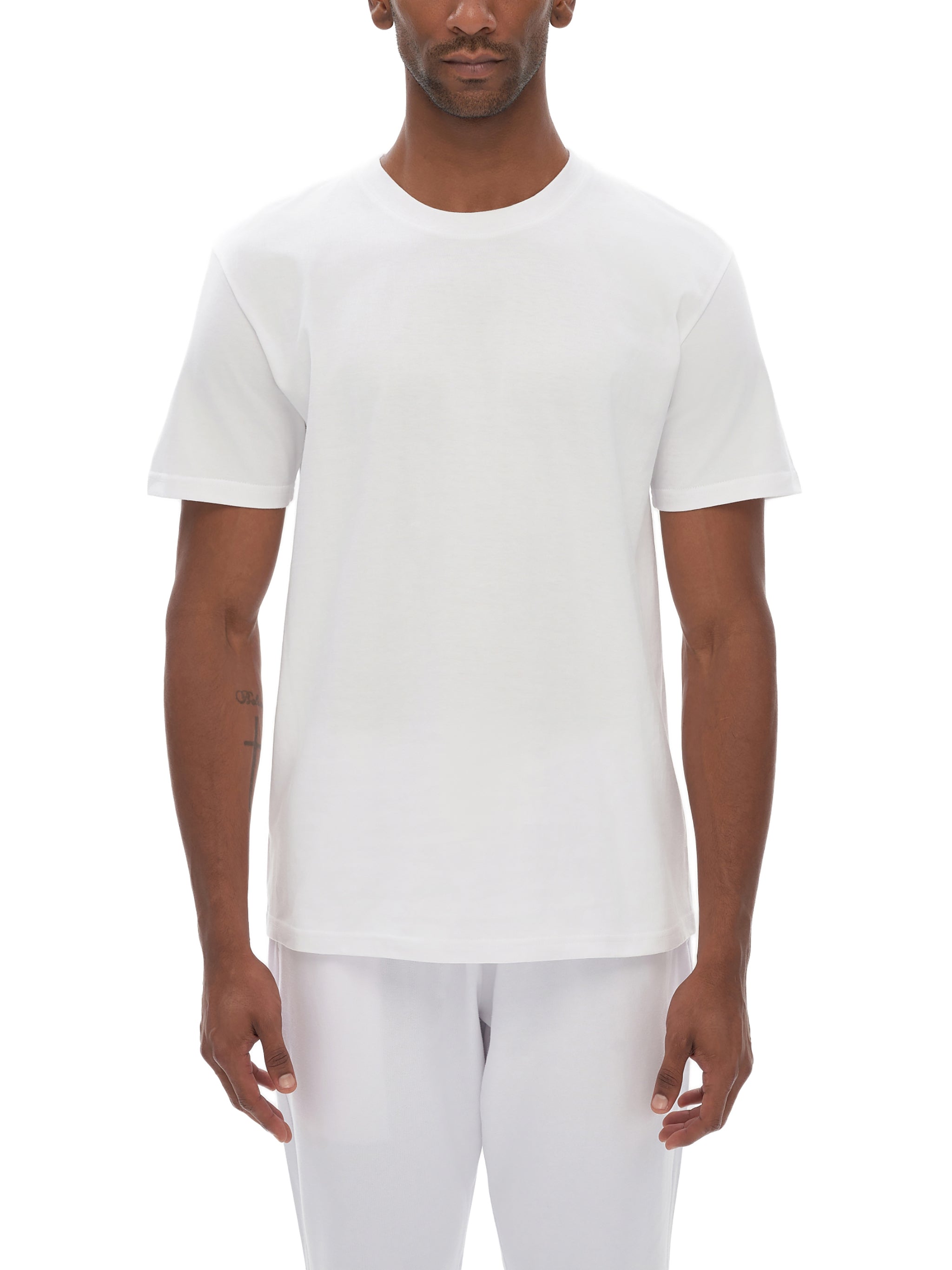 BLANKZ Seamless Cotton Tee — White, model front view