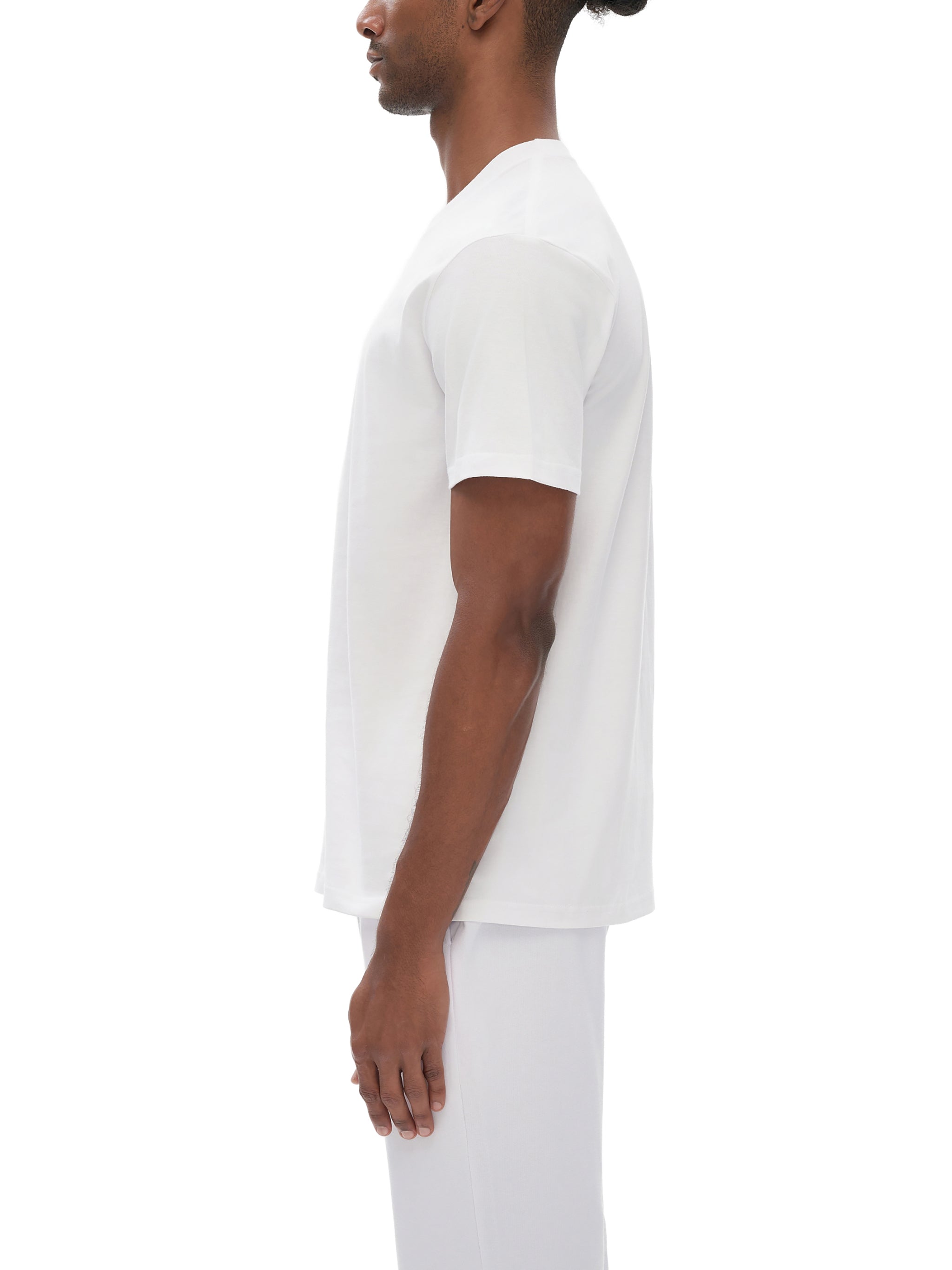 BLANKZ Seamless Cotton Tee — White, model side view