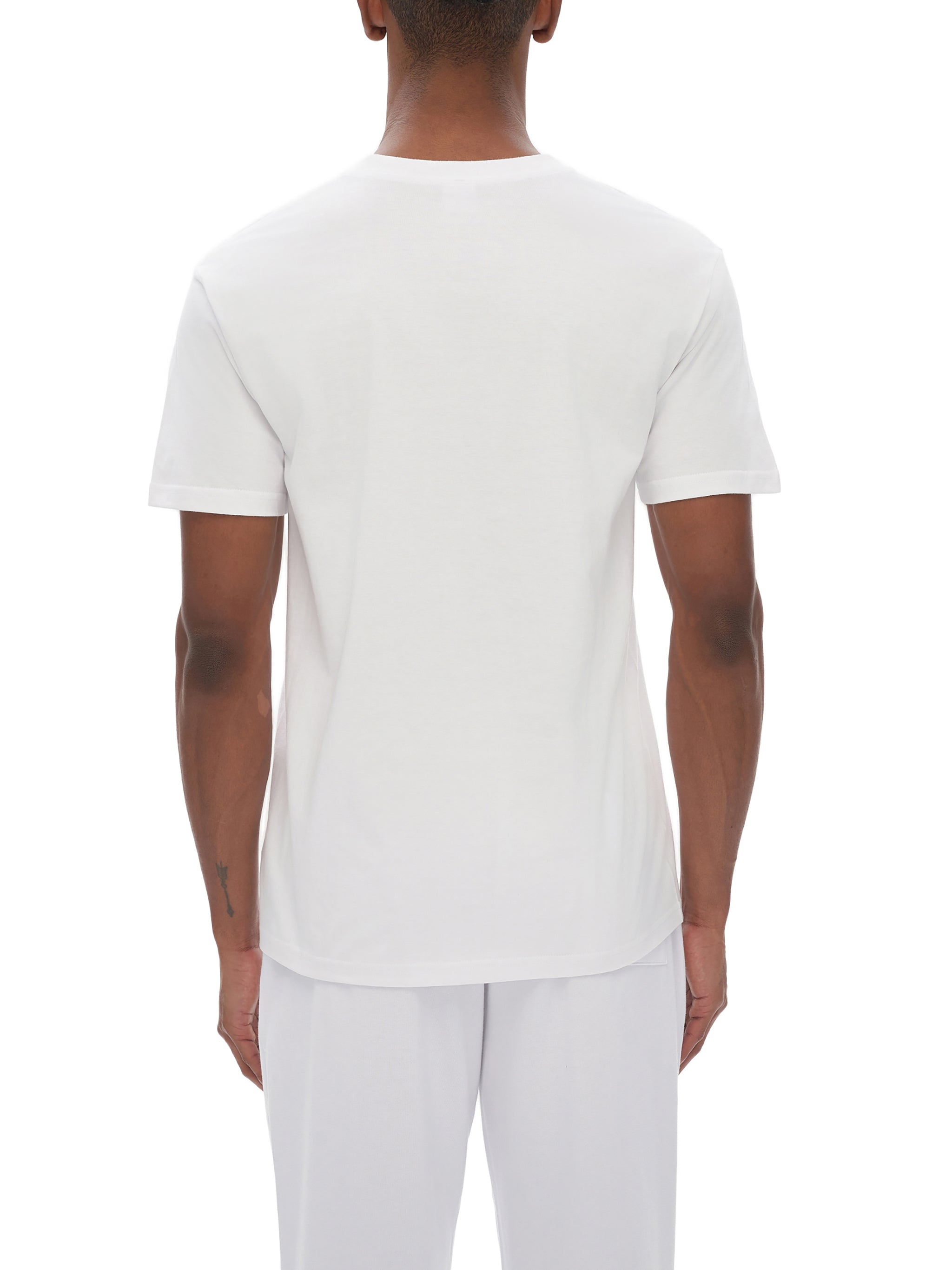BLANKZ Seamless Cotton Tee — White, model back view