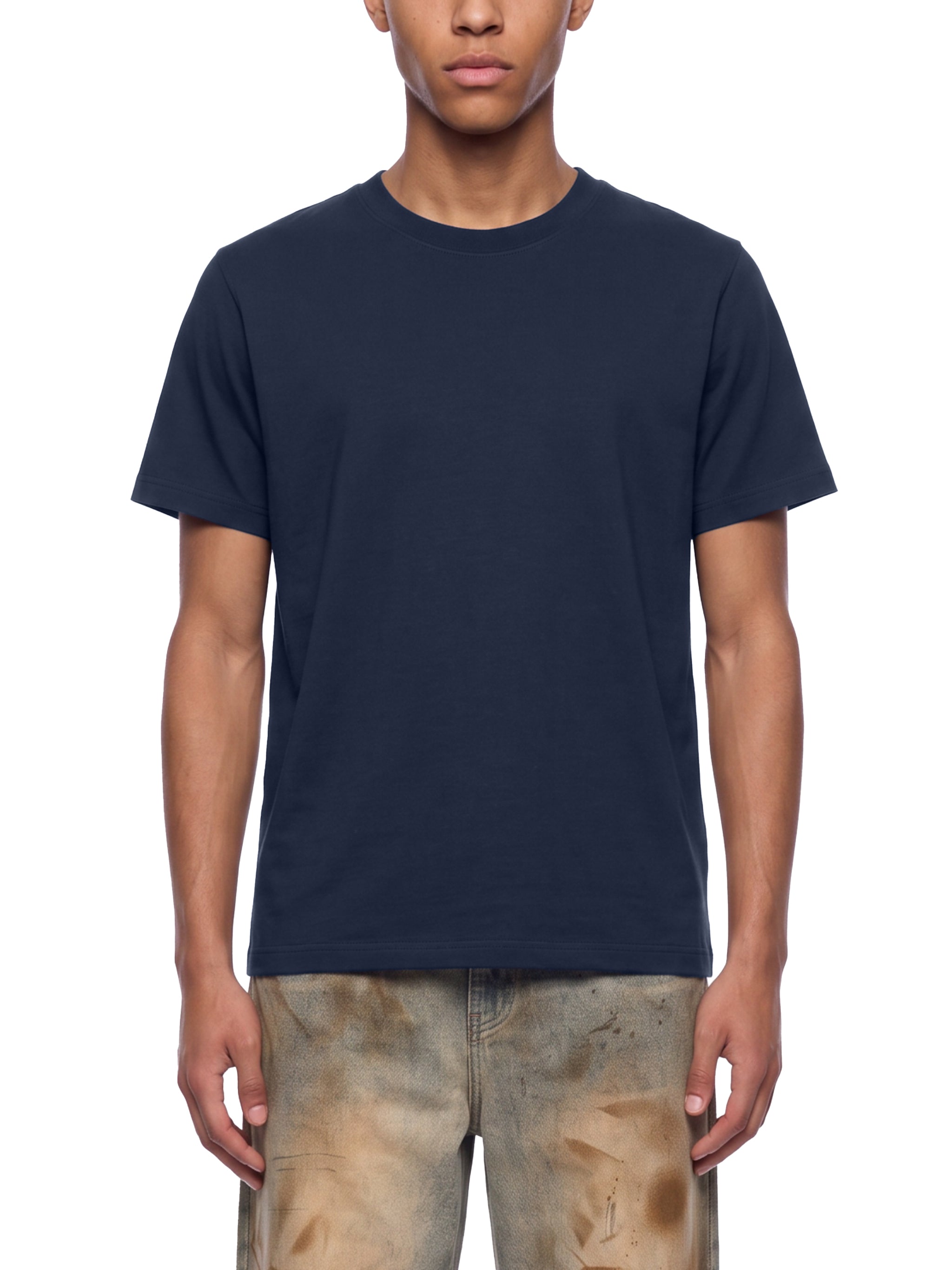 BLANKZ Sorona Crew Tee — Navy Blue, model front view