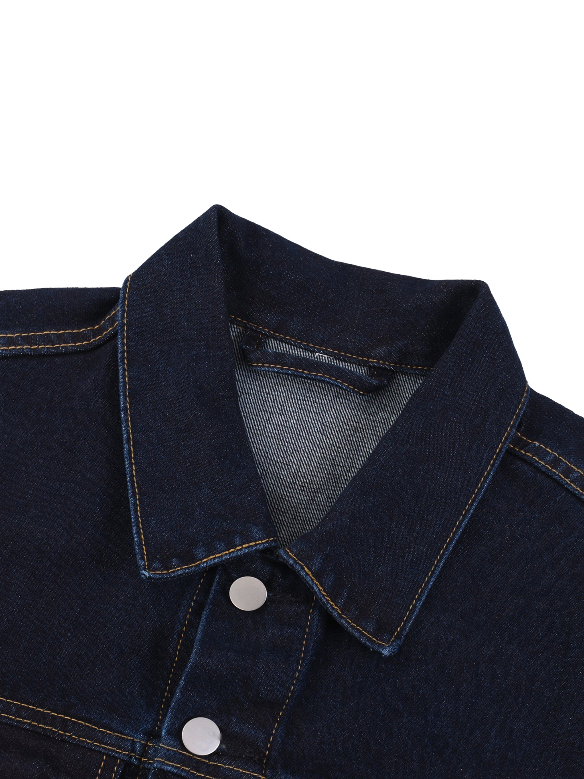 BLANKZ Classic Washed Denim Jacket — collar and button detail