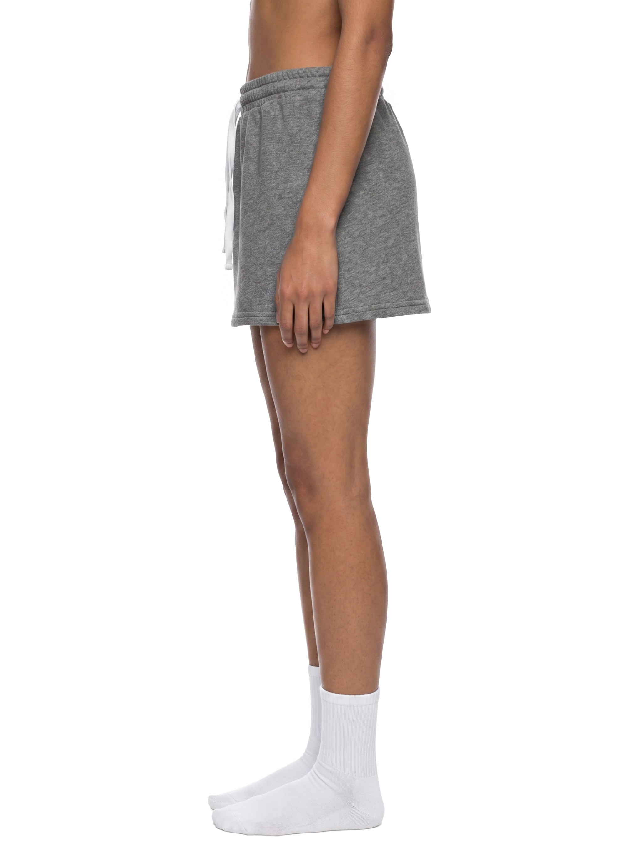 BLANKZ A-Line Mini Skirt — Flower Gray — worn side view