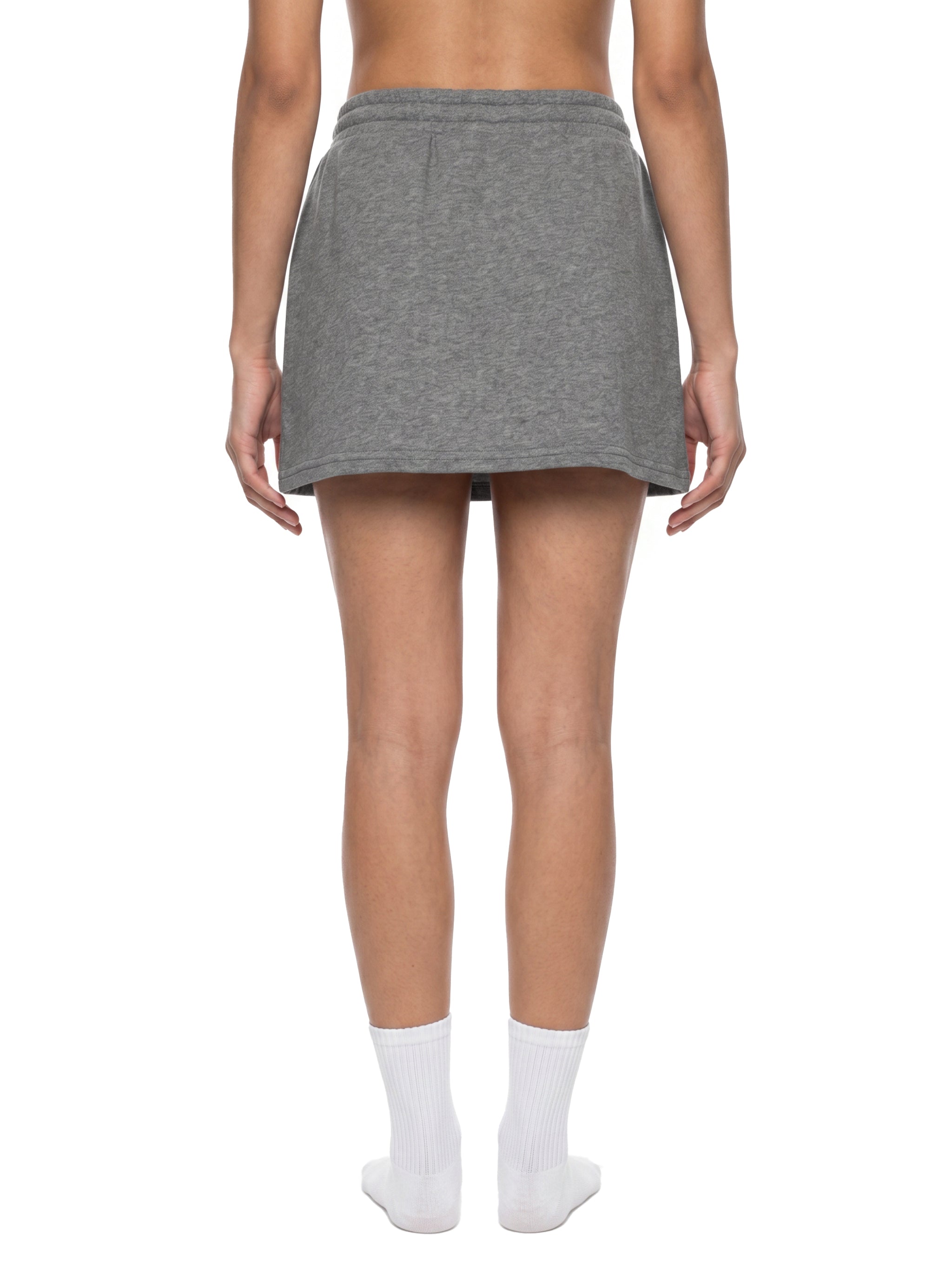 BLANKZ A-Line Mini Skirt — Flower Gray — worn back view