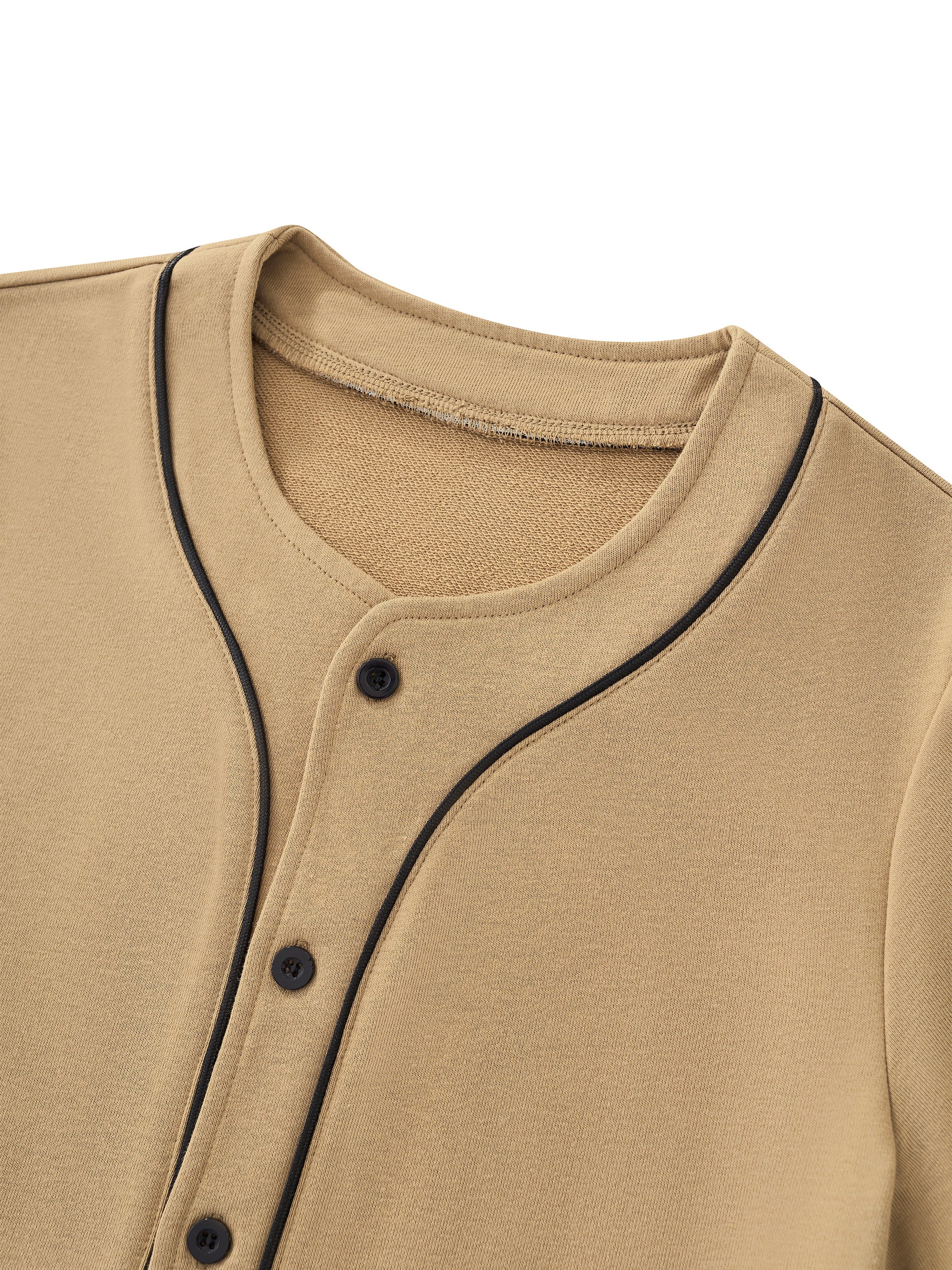 BLANKZ Piping Baseball Jersey — neckline and button detail