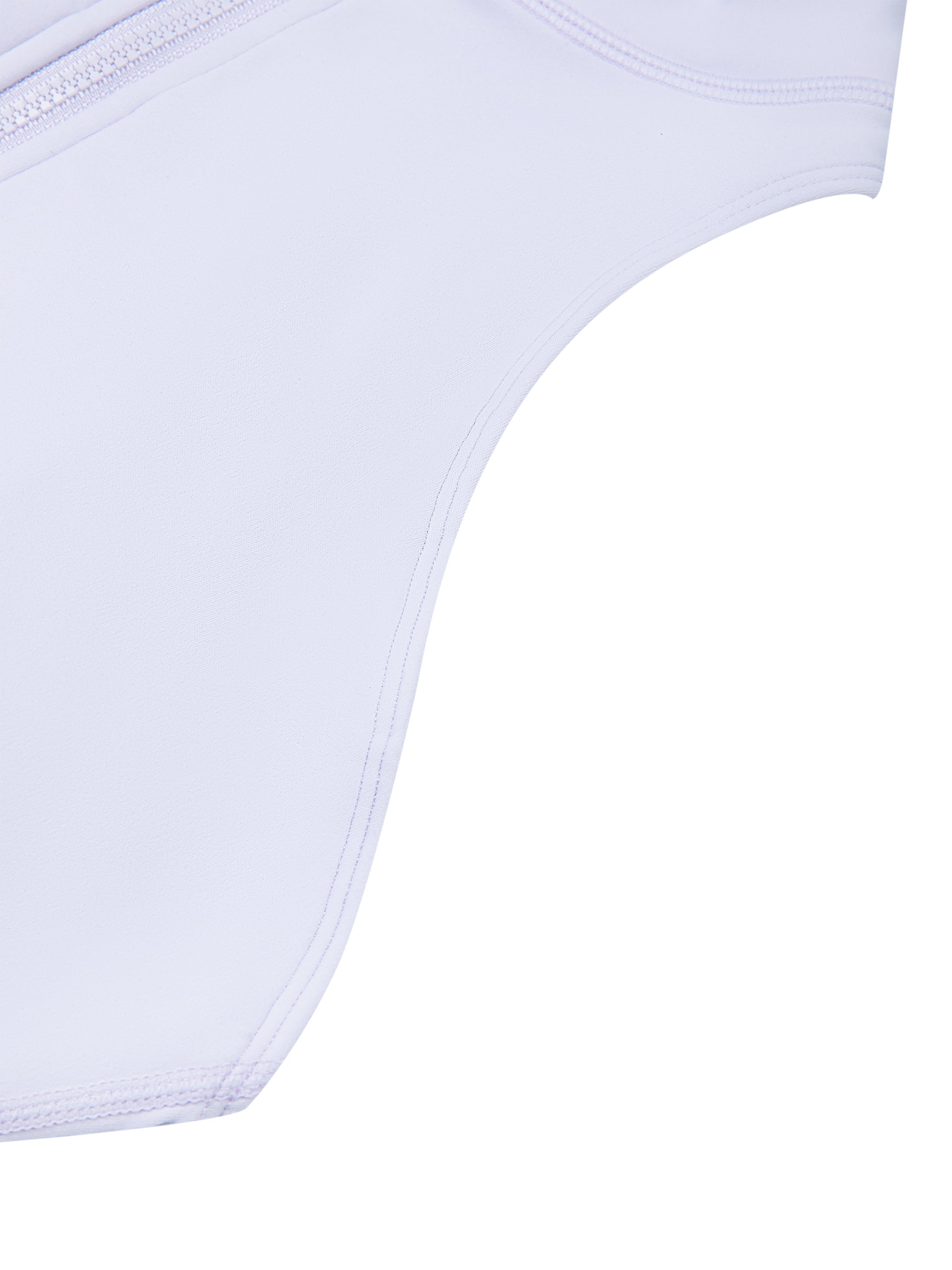 BLANKZ Quarter-Zip Yoga Romper — Purple — armhole seam
