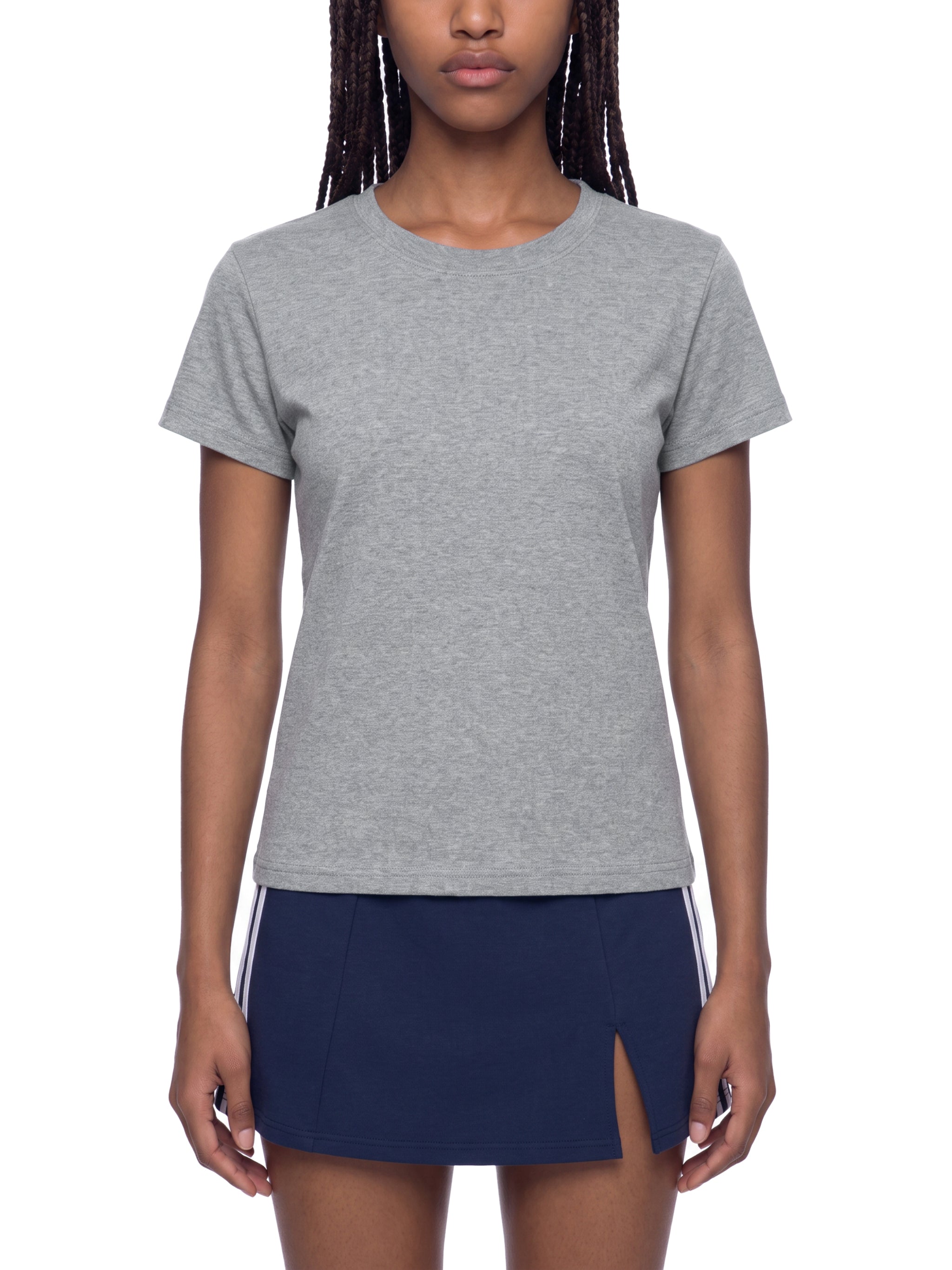 BLANKZ Slim Fit Crewneck Tee — Model wearing the garment, front view