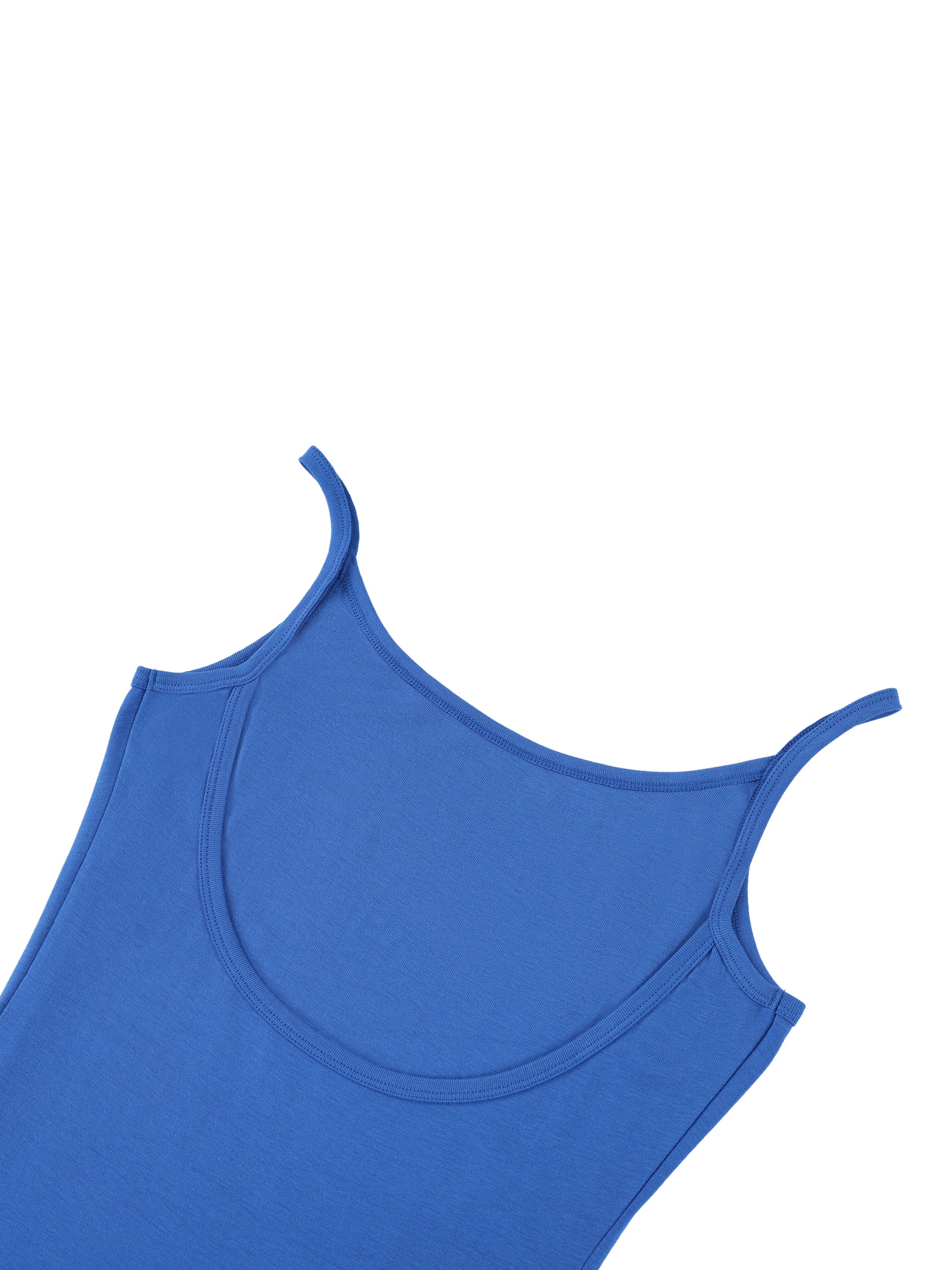 BLANKZ Solid Tight Sleeveless Dress — Colorful Blue, back neckline detail