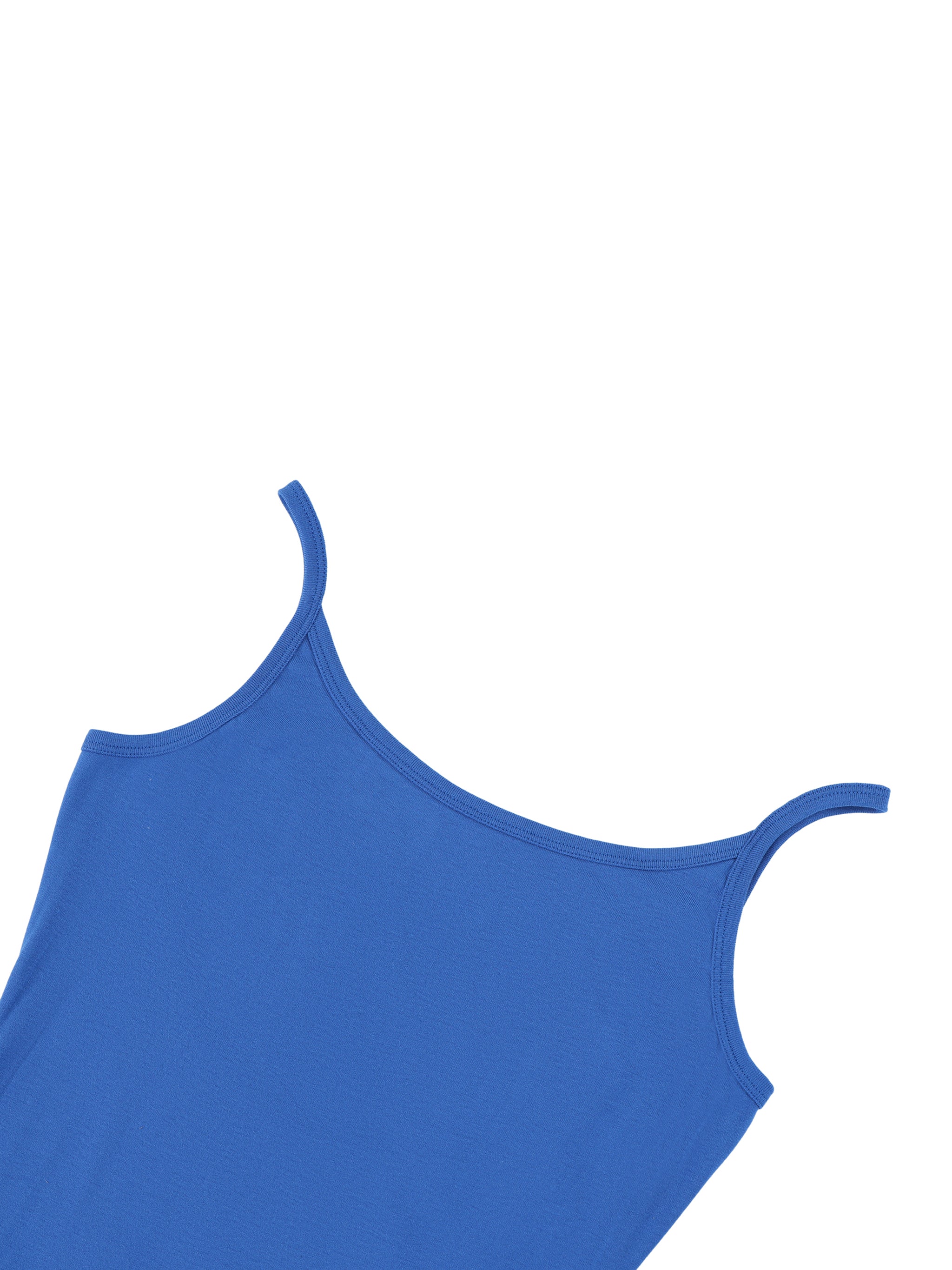BLANKZ Solid Tight Sleeveless Dress — Colorful Blue, neckline detail