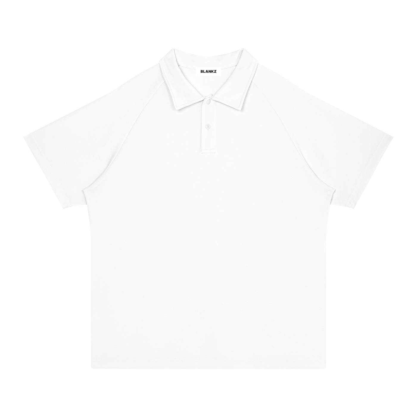 BLANKZ Everyday Raglan Polo — White, front view