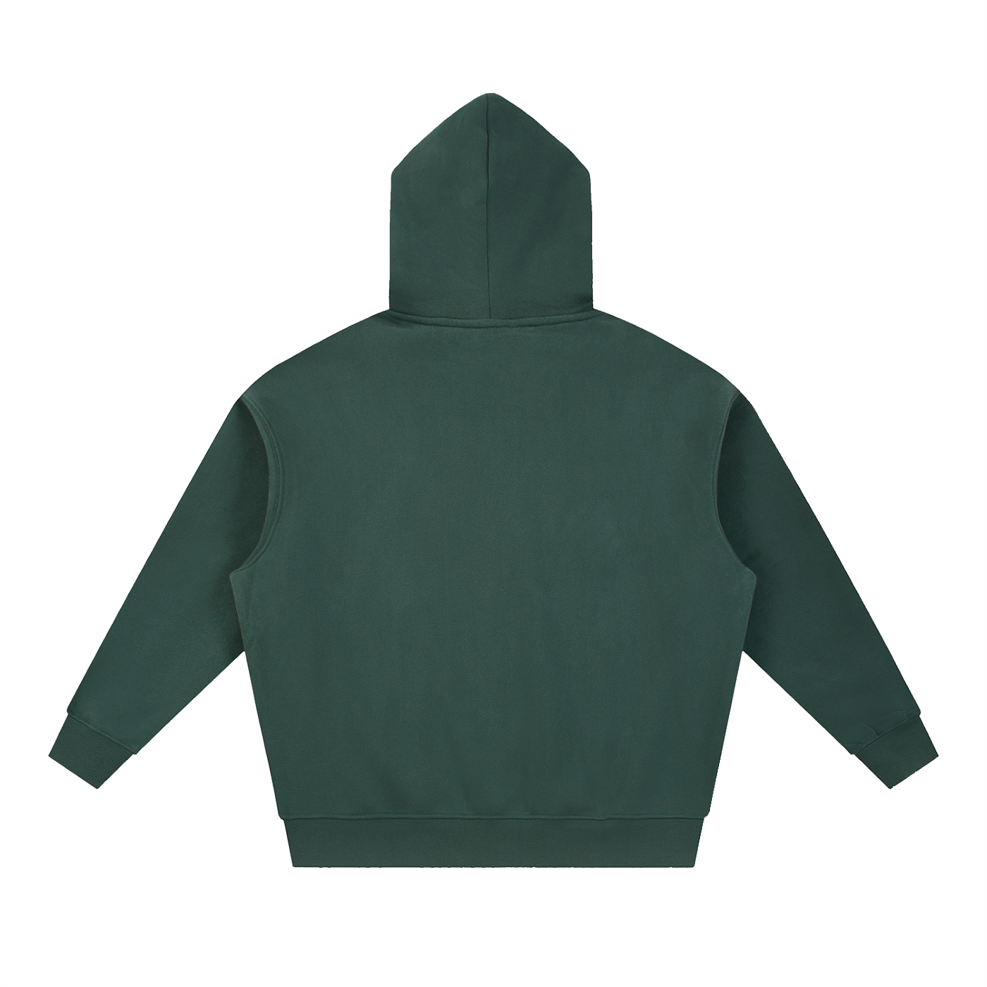 BLANKZ Box Fleece Hoodie — Dark Green, back view