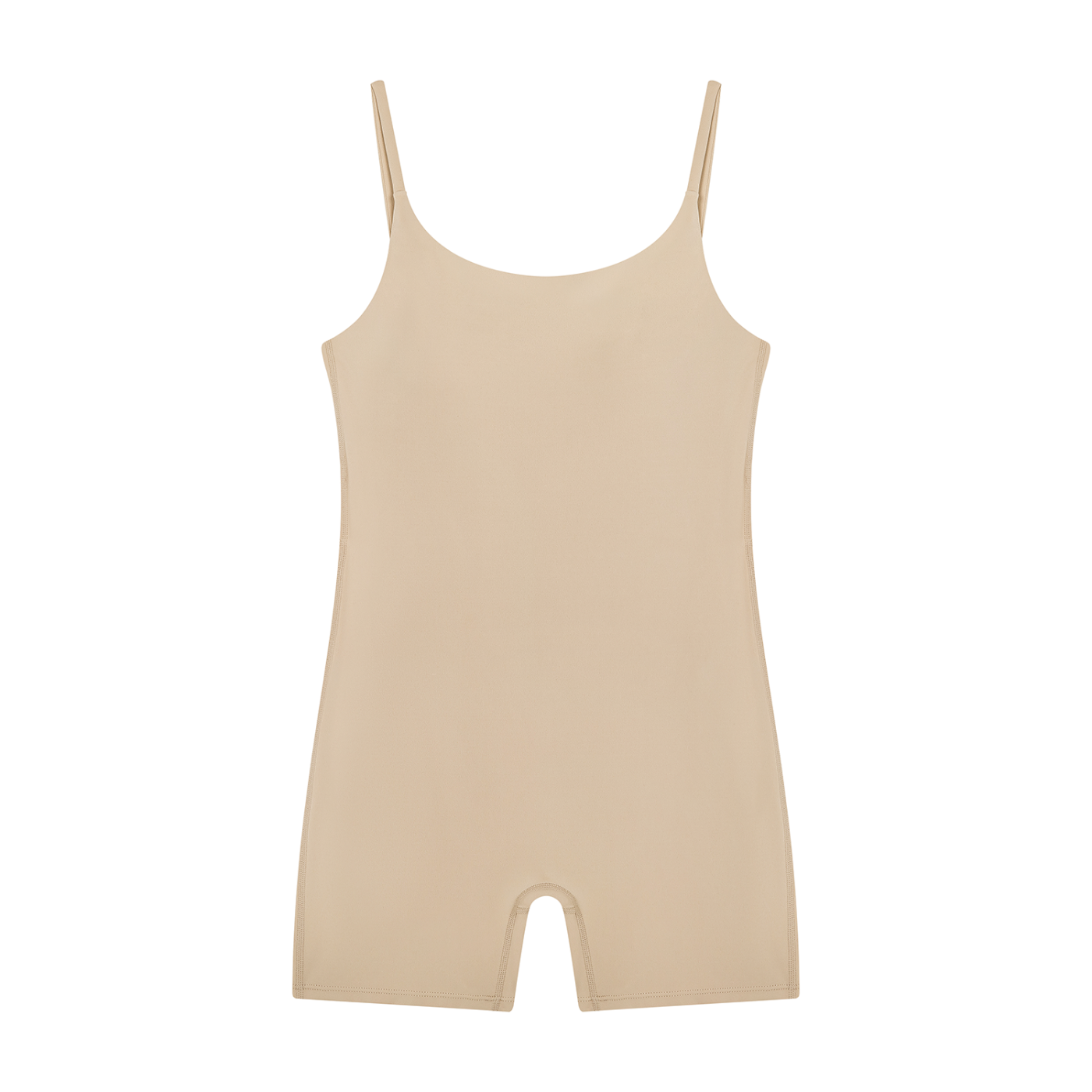 BLANKZ U-Neck Yoga Romper — Khaki, front view